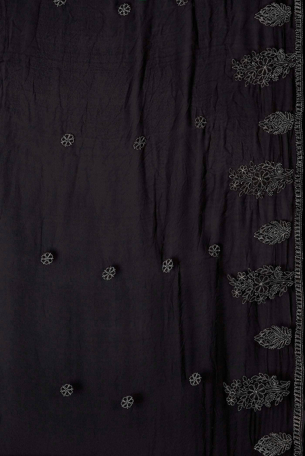 Black Blended Chikankari Georgette Saree