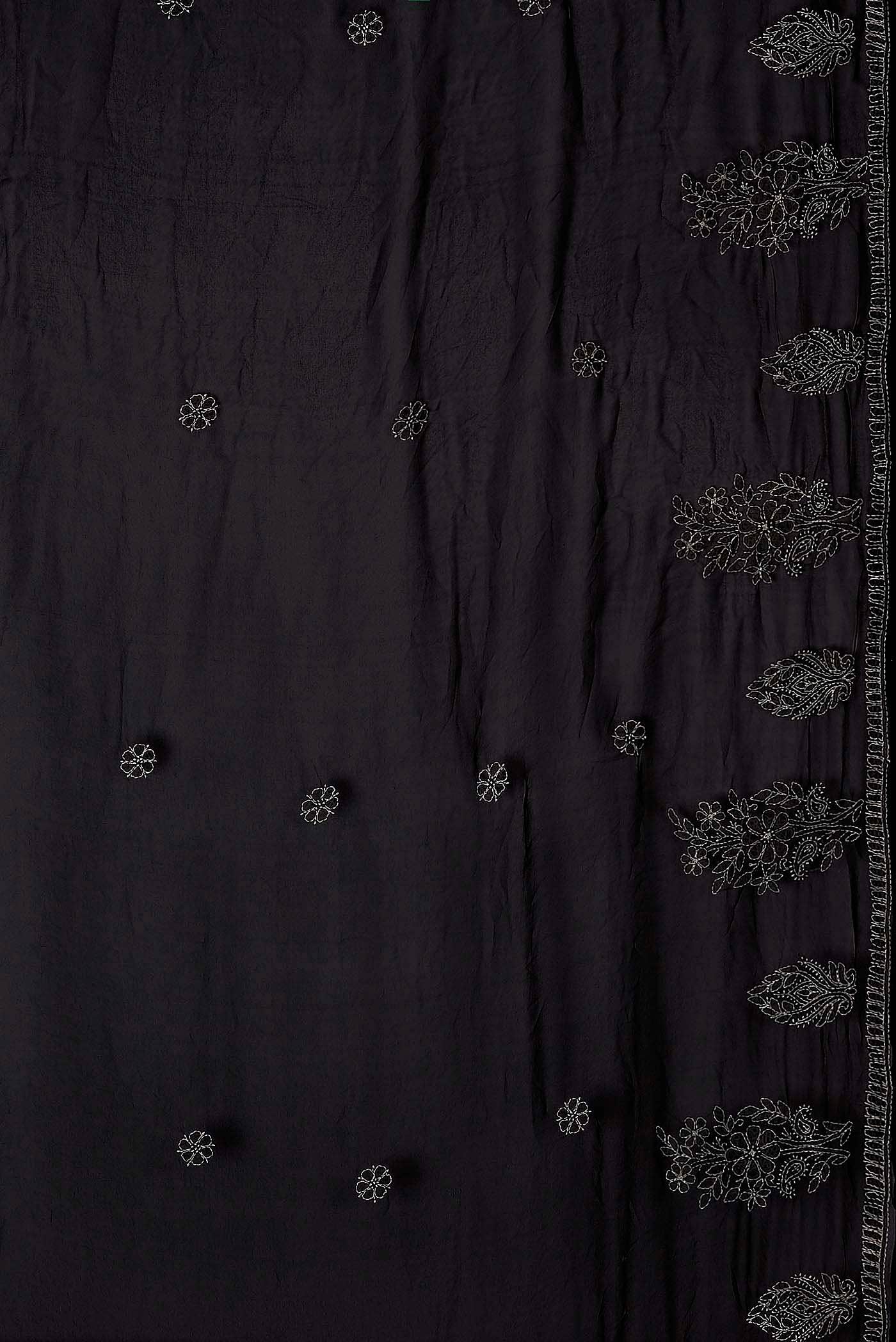Black Blended Chikankari Georgette Saree