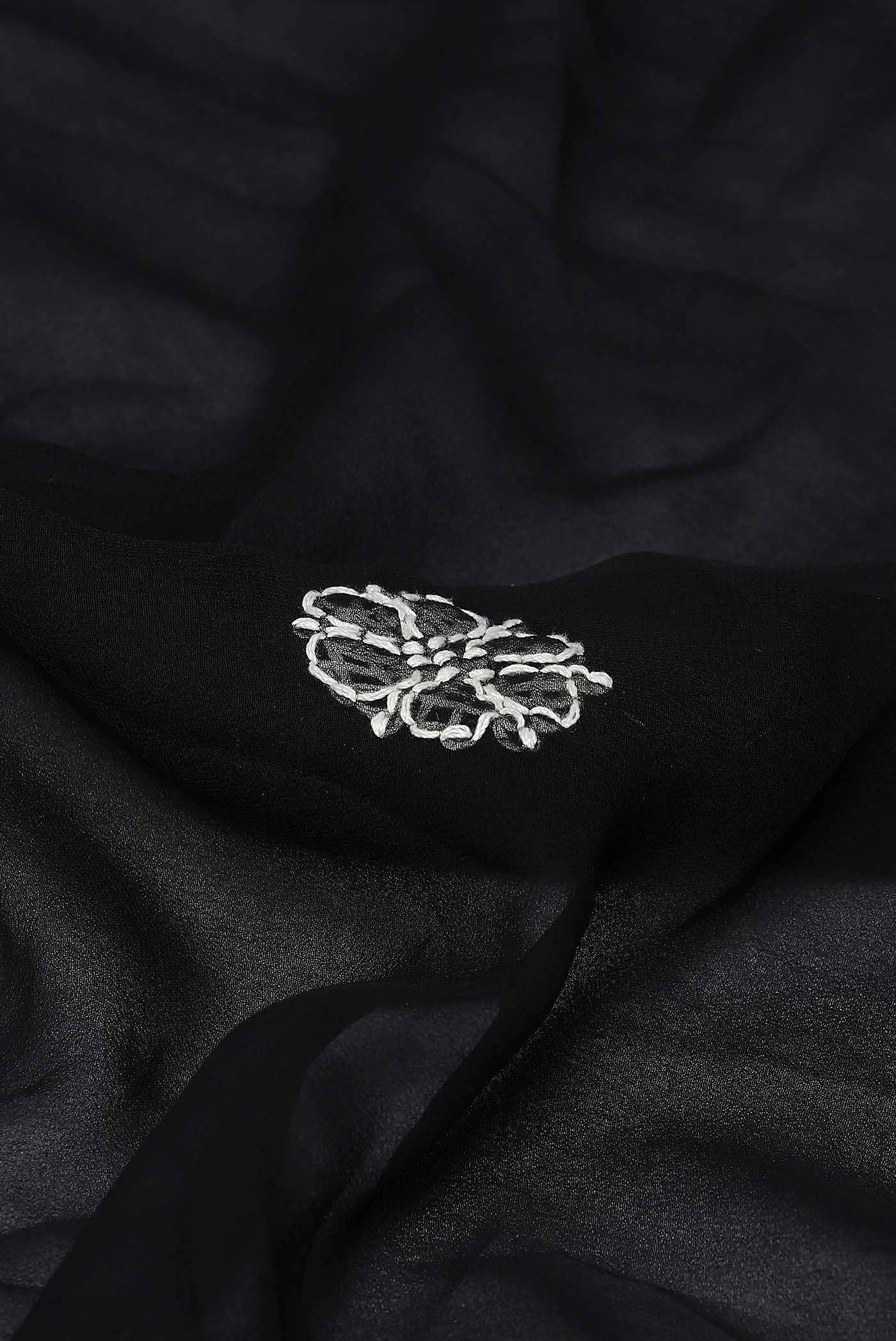 Black Blended Chikankari Georgette Saree