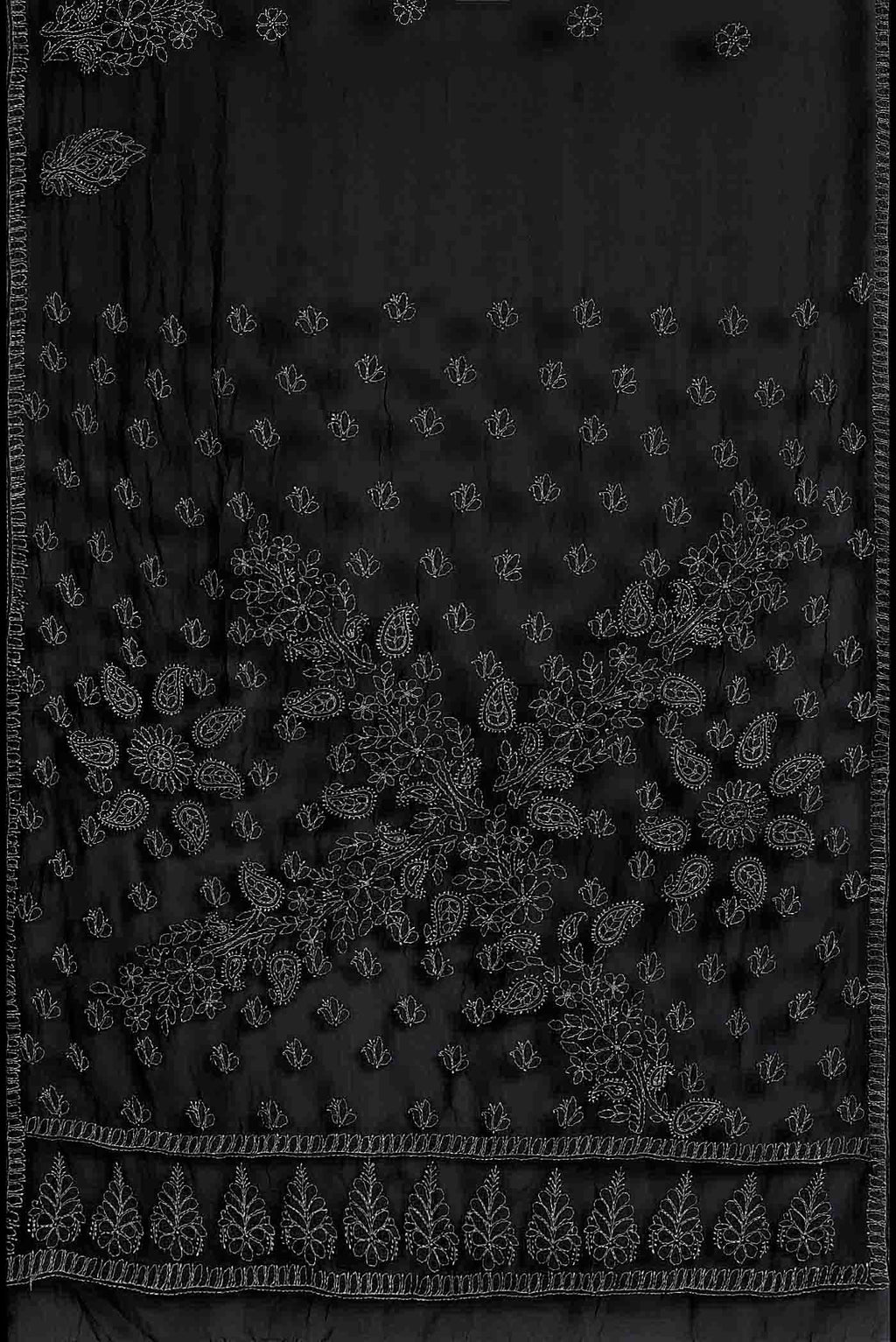 Black Blended Chikankari Georgette Saree
