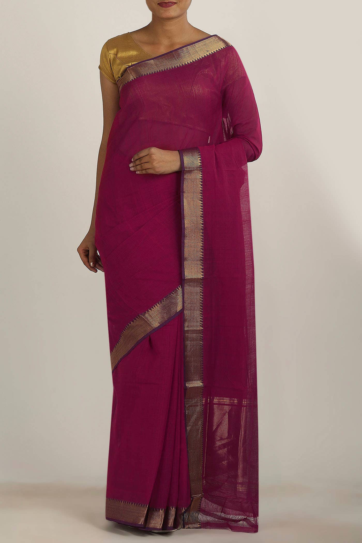 Dark Pink Mangalagiri Cotton Saree