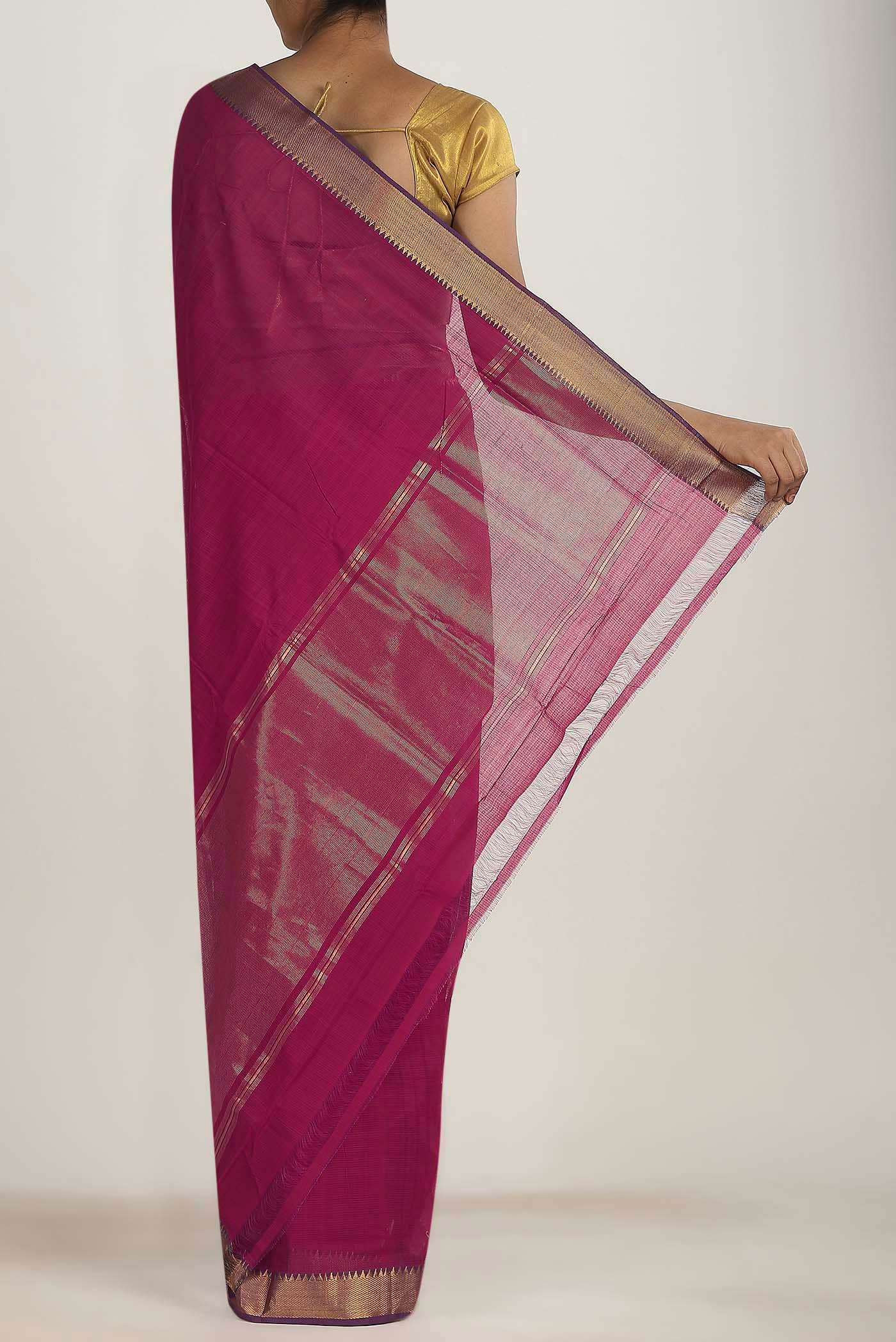 Dark Pink Mangalagiri Cotton Saree