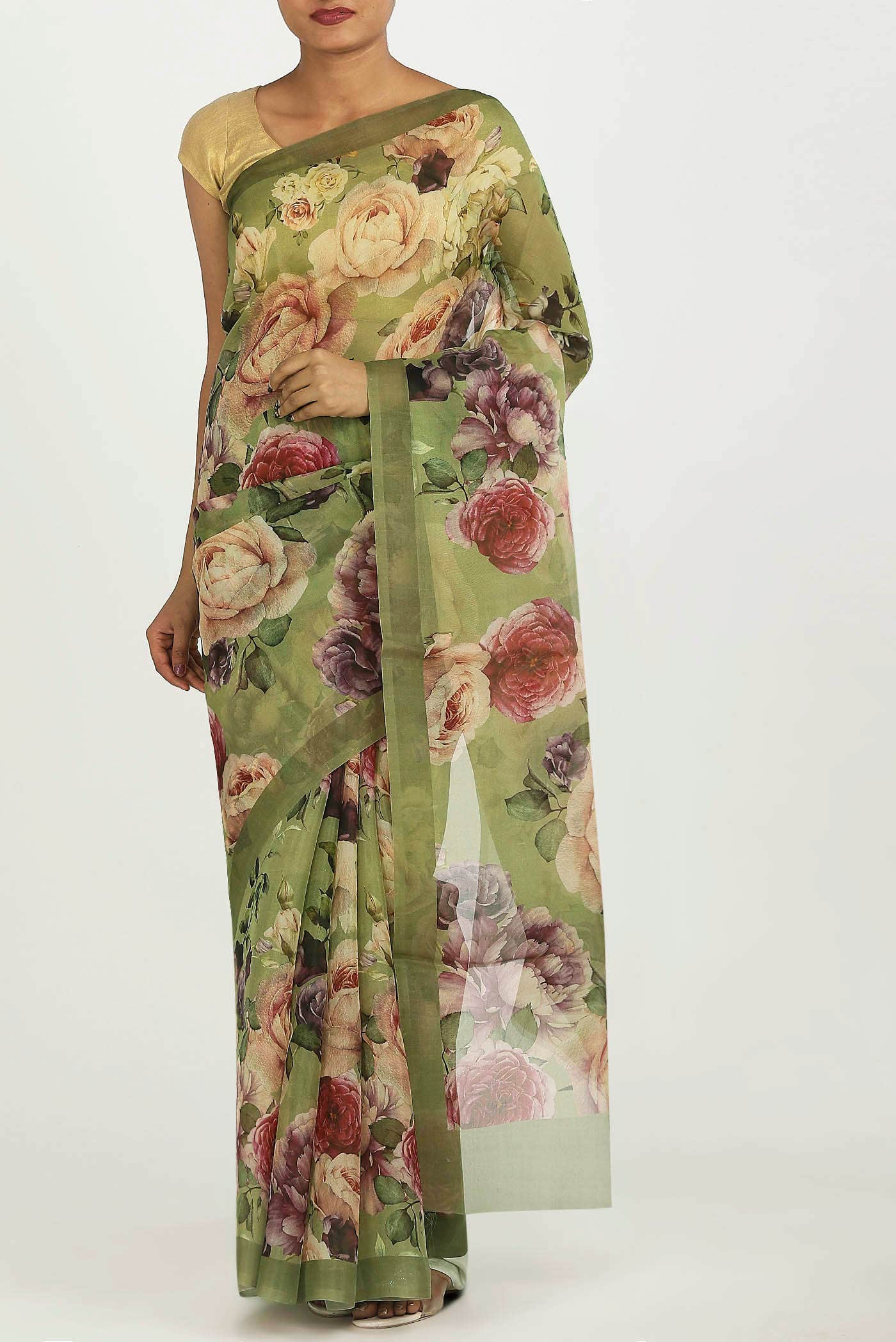 Green Organza Silk Saree