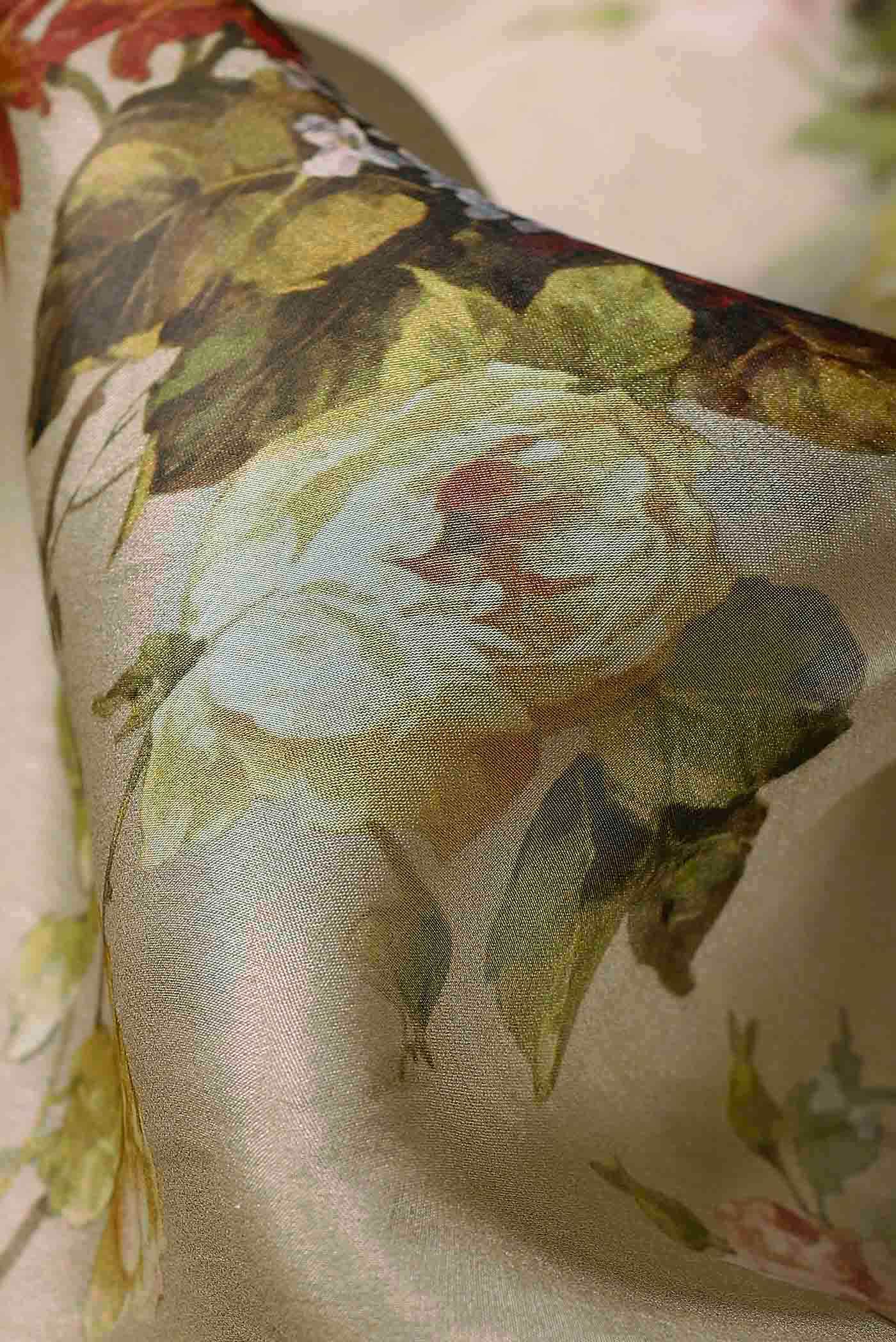 Beige Organza Silk Saree