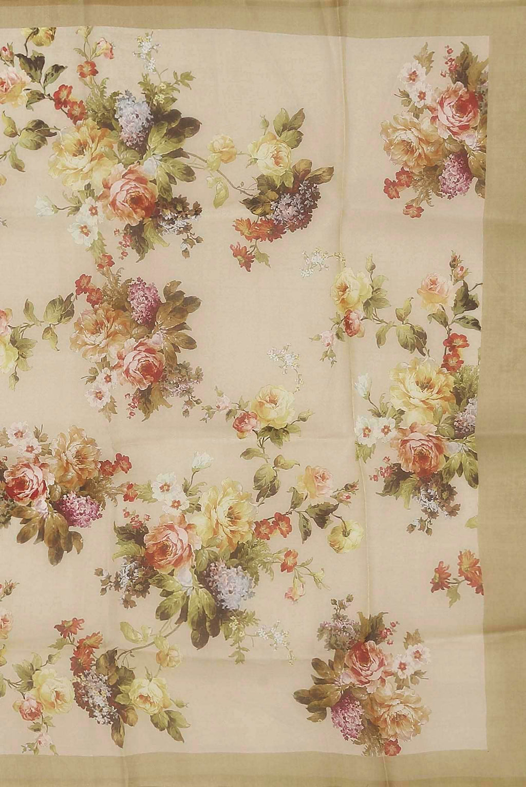 Beige Organza Silk Saree