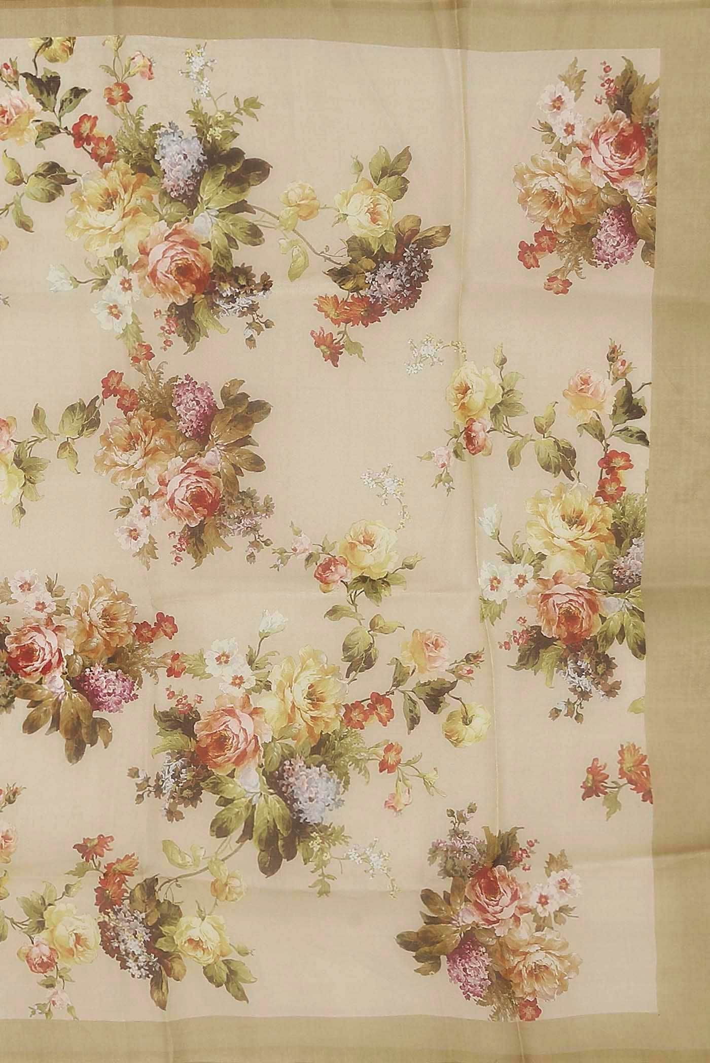Beige Organza Silk Saree