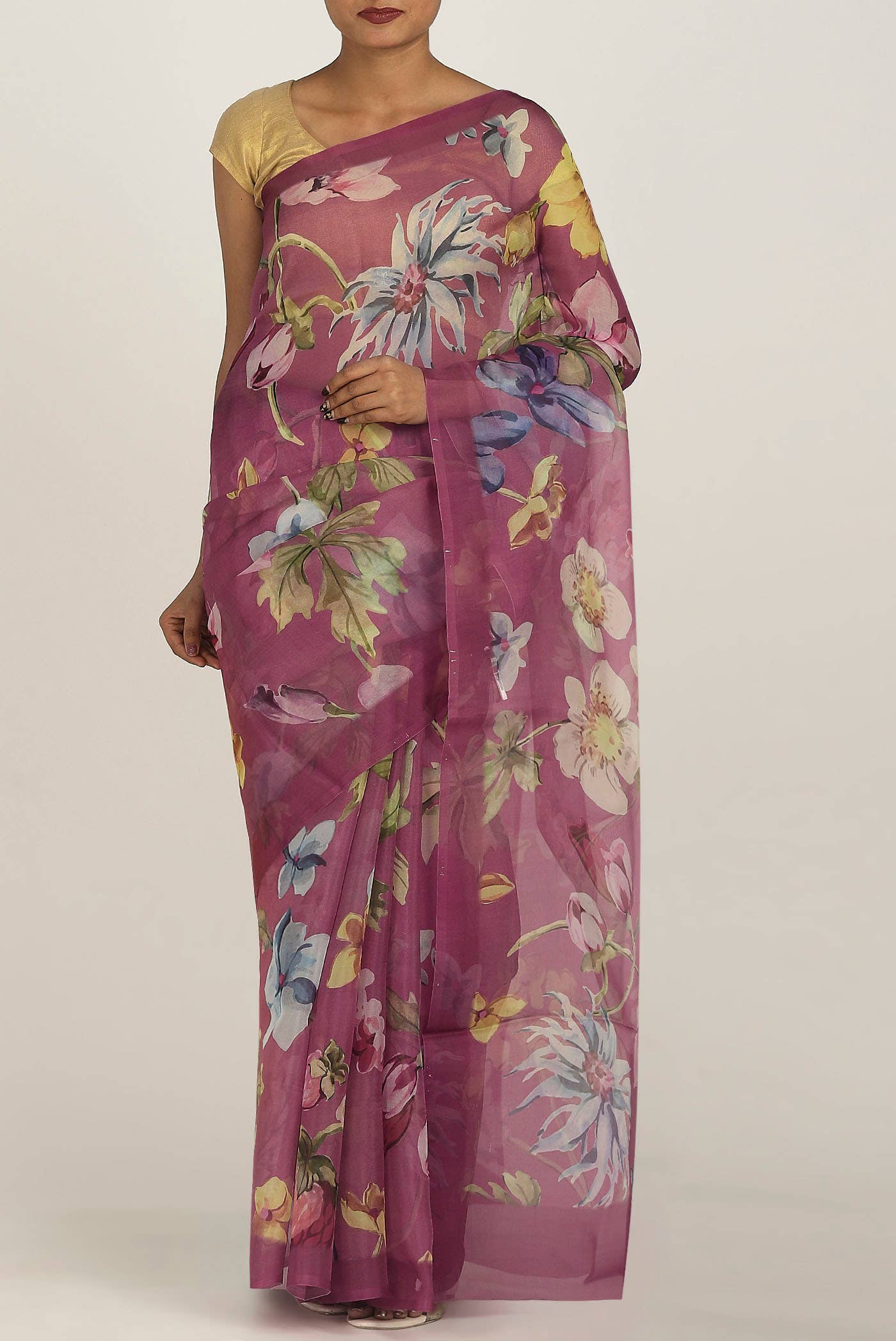 Pink Organza Silk Saree