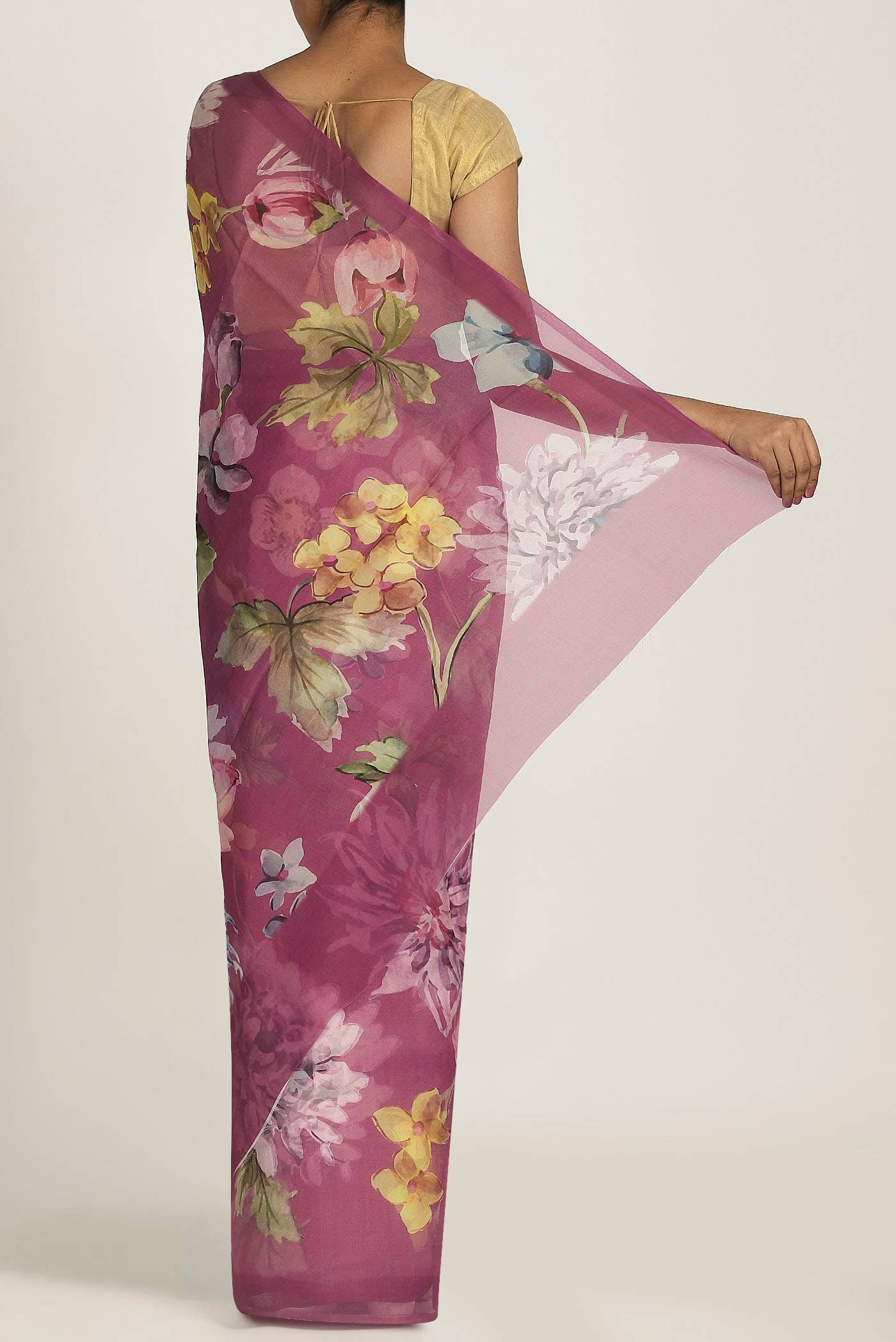 Pink Organza Silk Saree