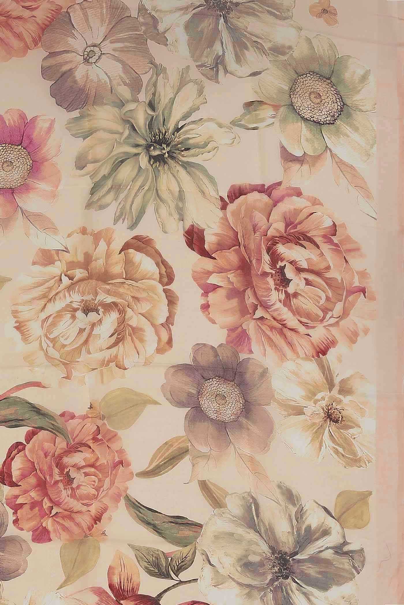 Peach Organza Silk Saree