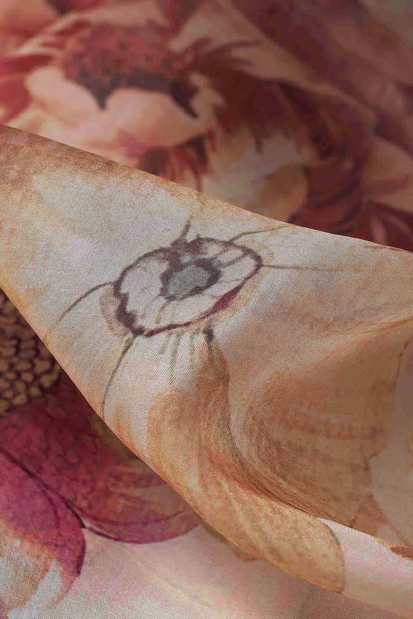 Peach Organza Silk Saree