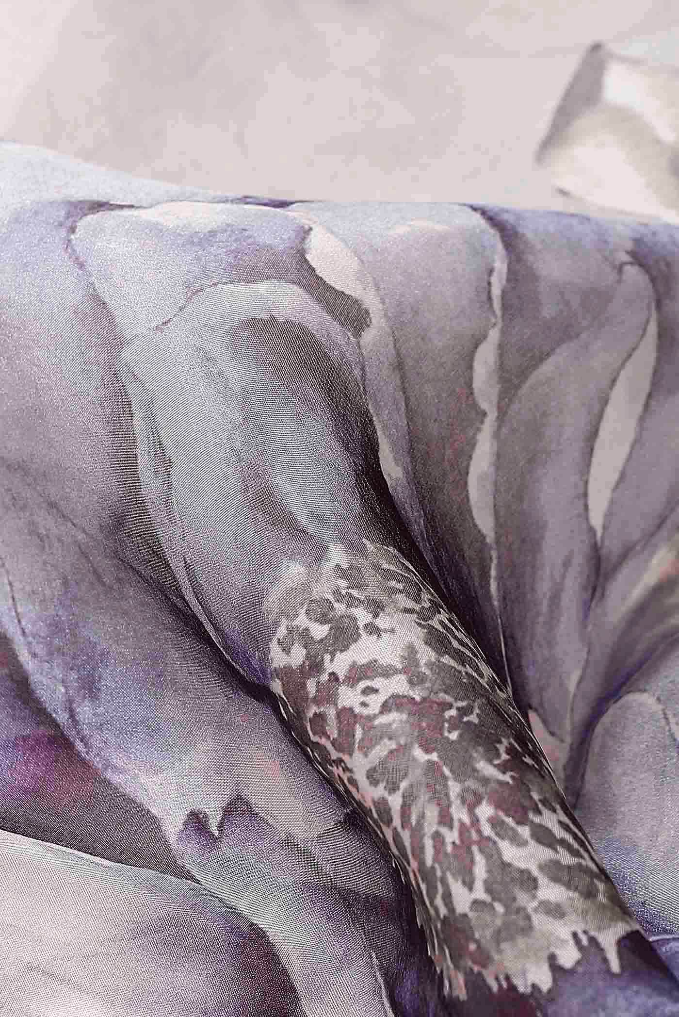 Grey Organza Silk Saree