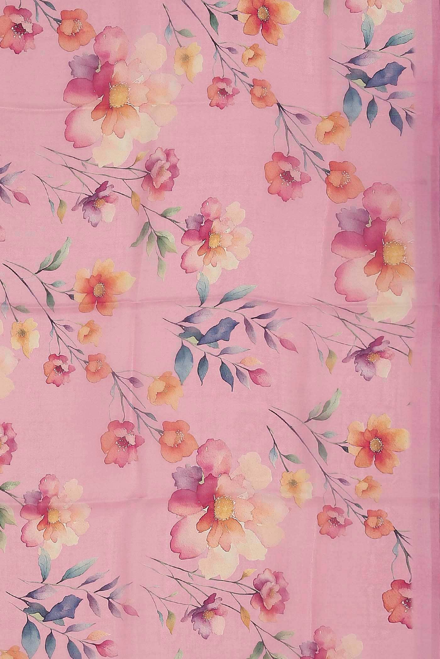 Rose pink Organza Silk Saree