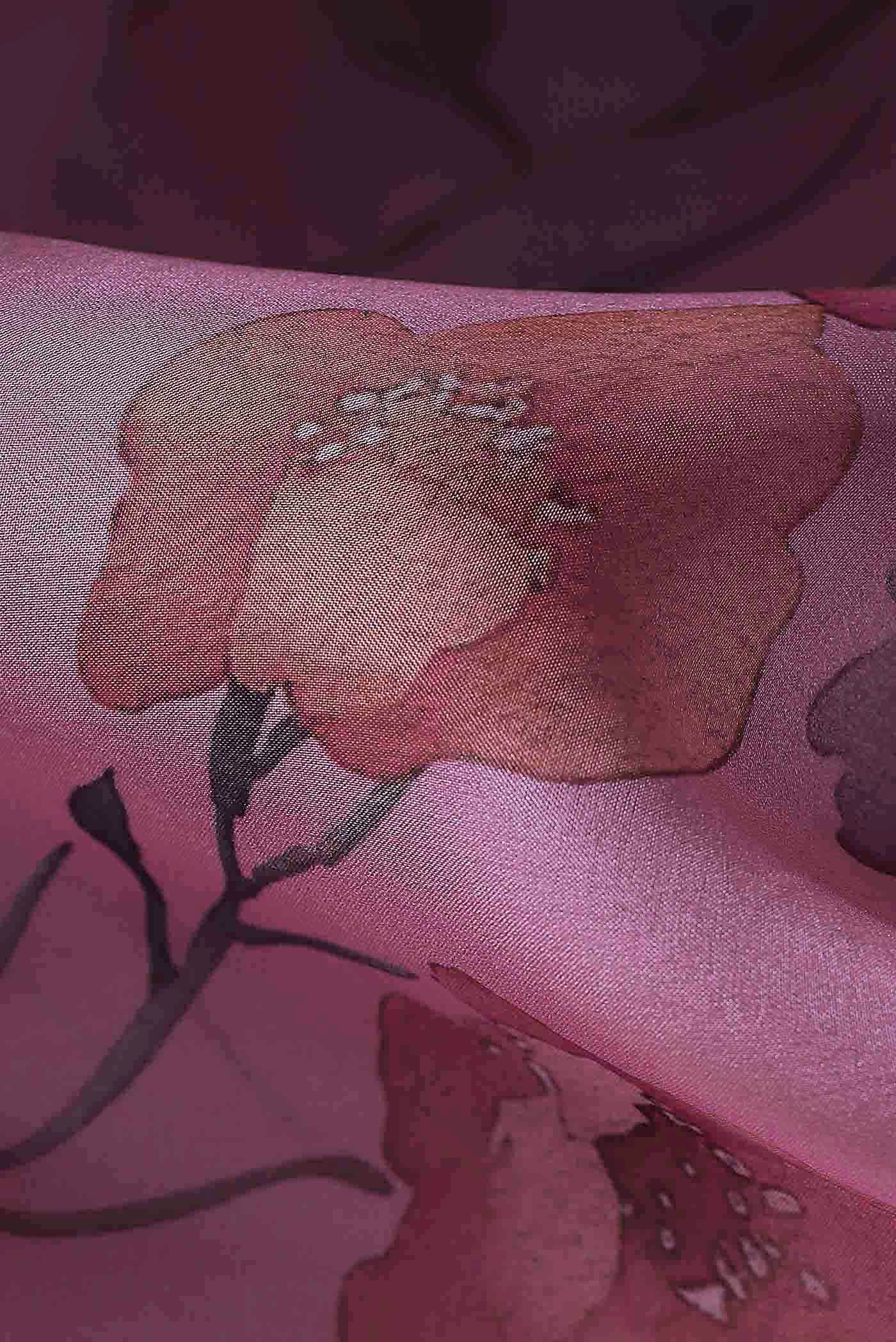 Rose pink Organza Silk Saree