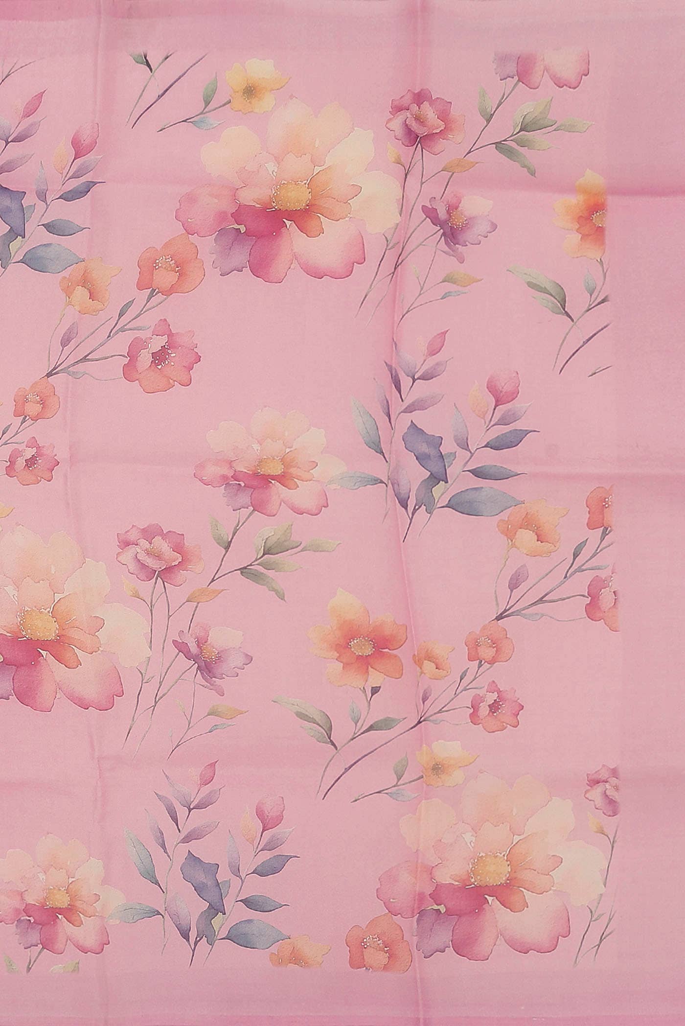 Rose pink Organza Silk Saree