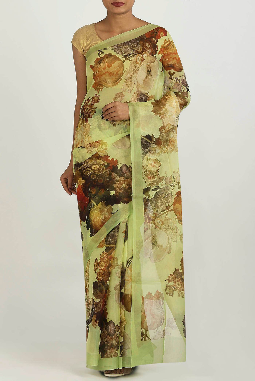 Green Organza Silk Saree