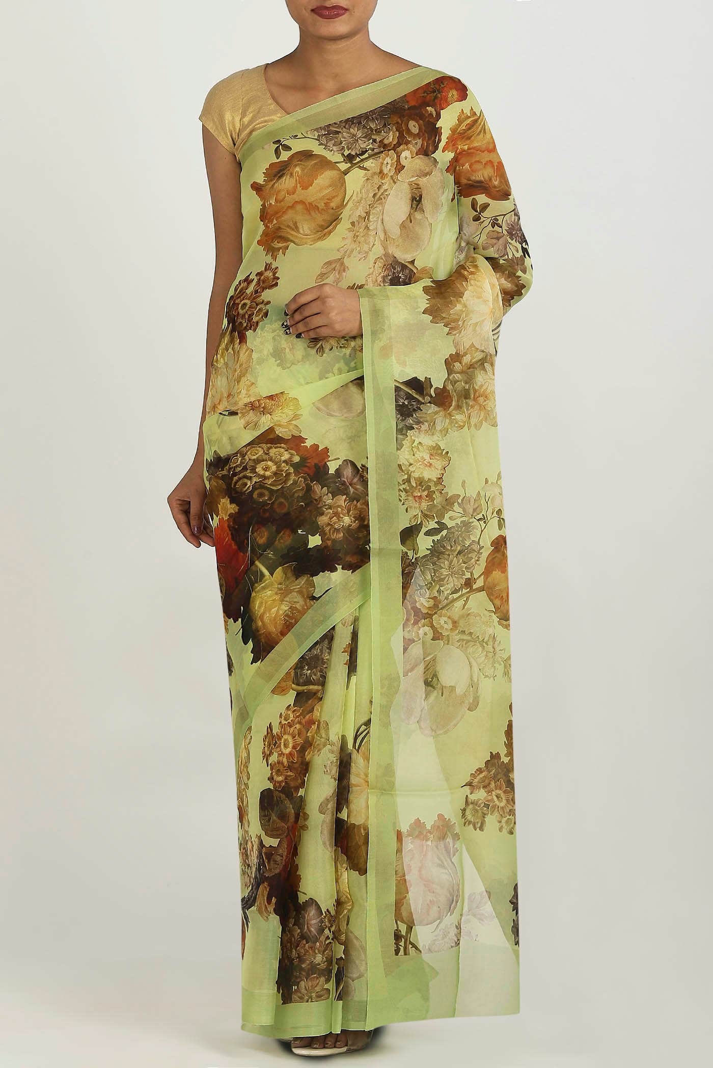 Green Organza Silk Saree