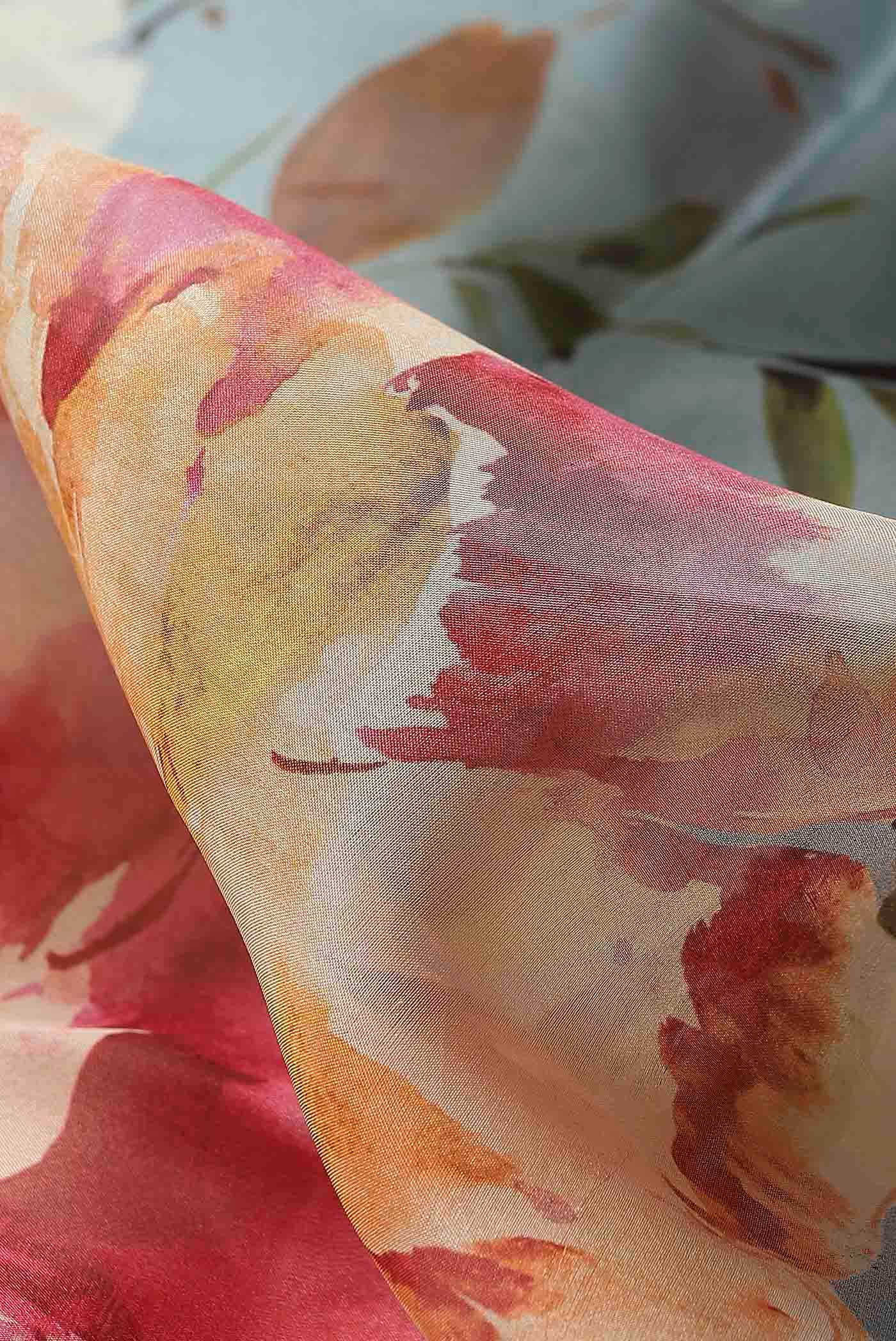 Blue Grey Organza Silk Saree