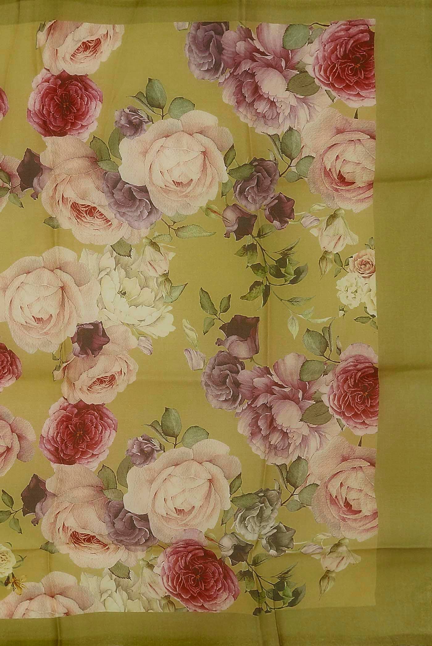 Mustard Organza Silk Saree