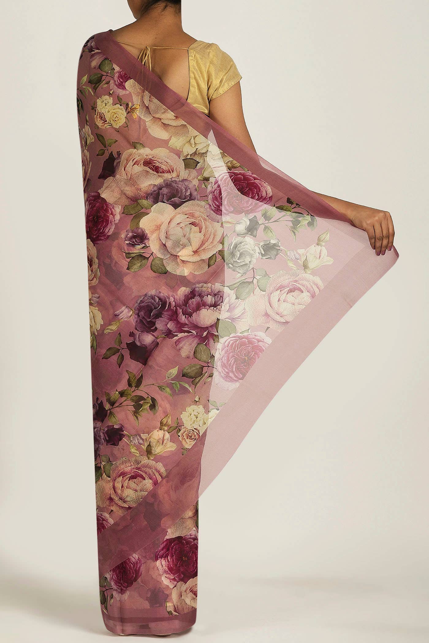 Mauve Organza Silk Saree