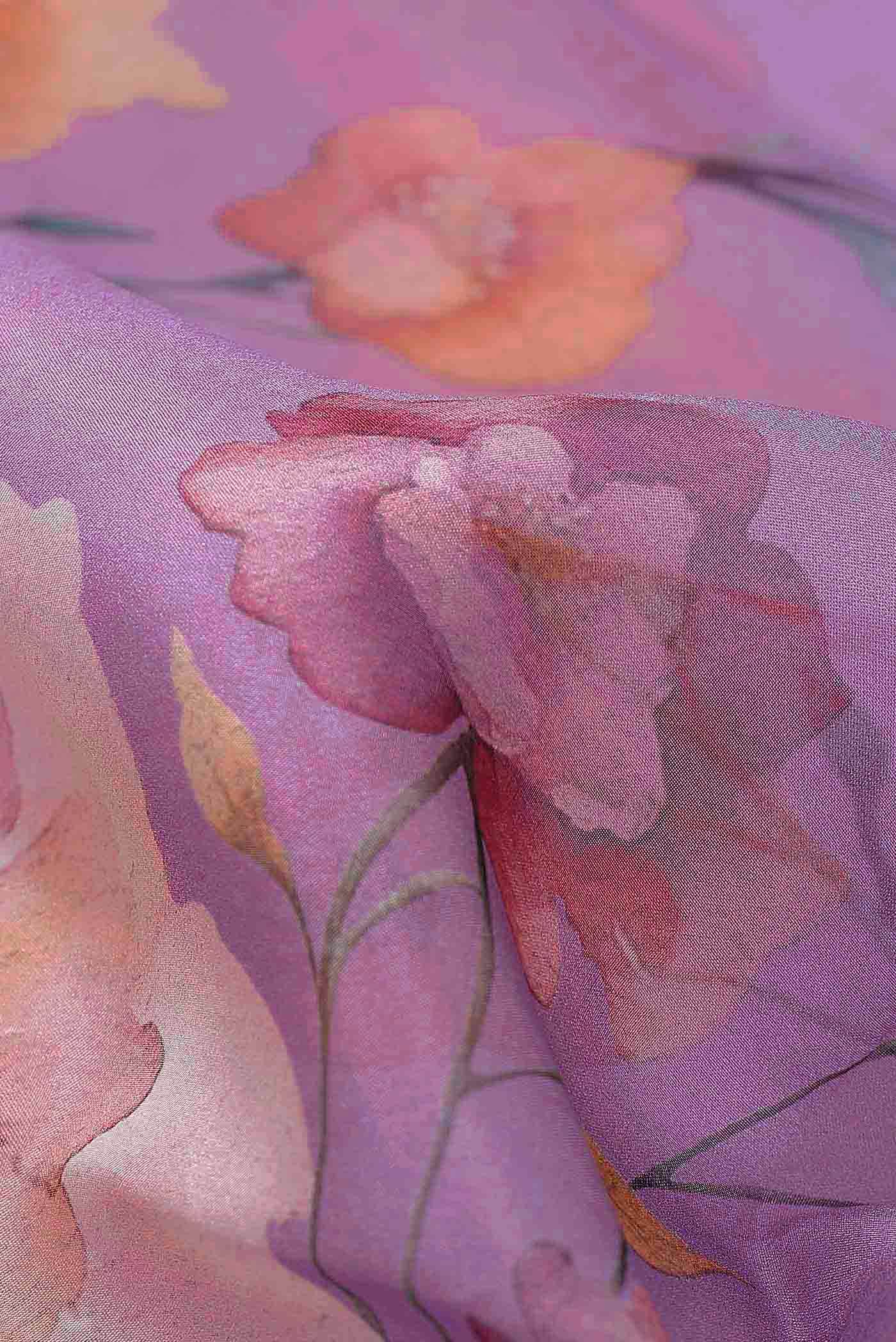 Lavender Organza Silk Saree
