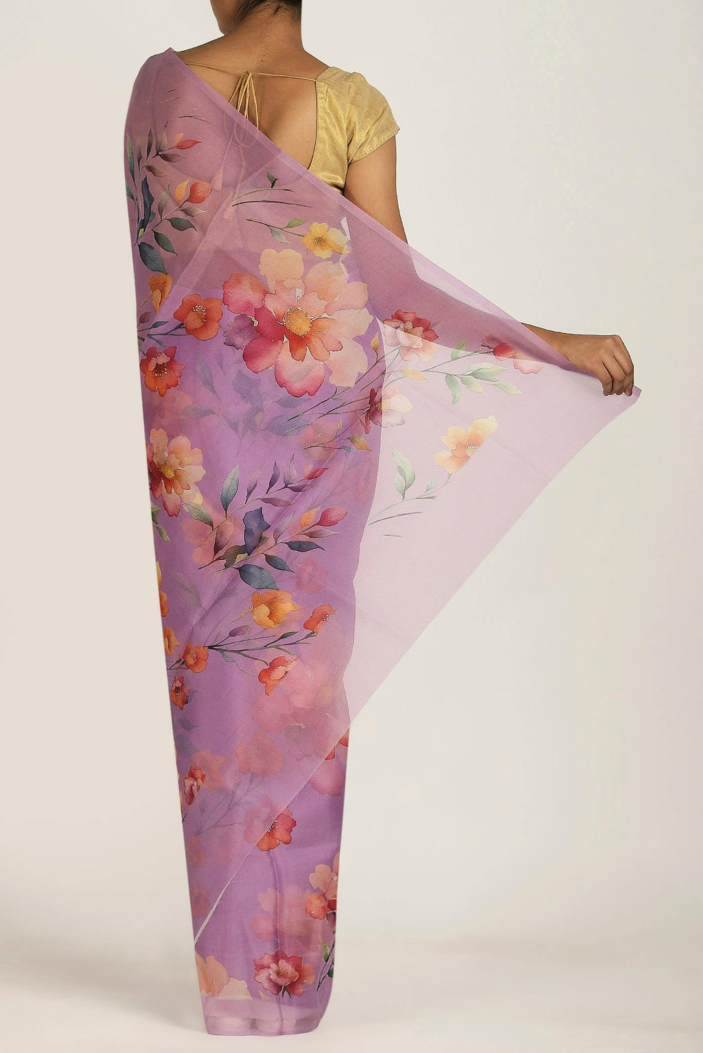 Lavender Organza Silk Saree
