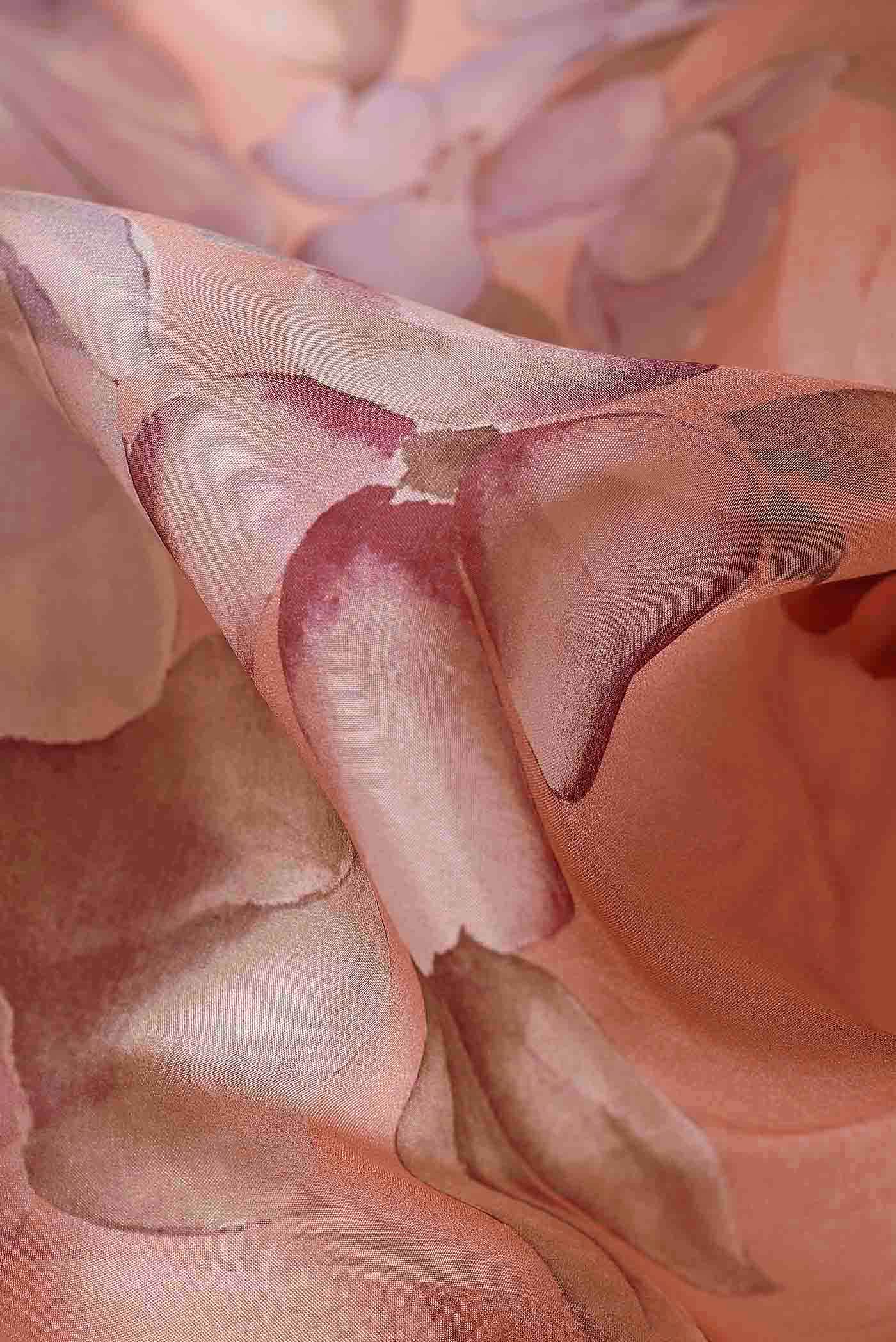 Peach Organza Silk Saree