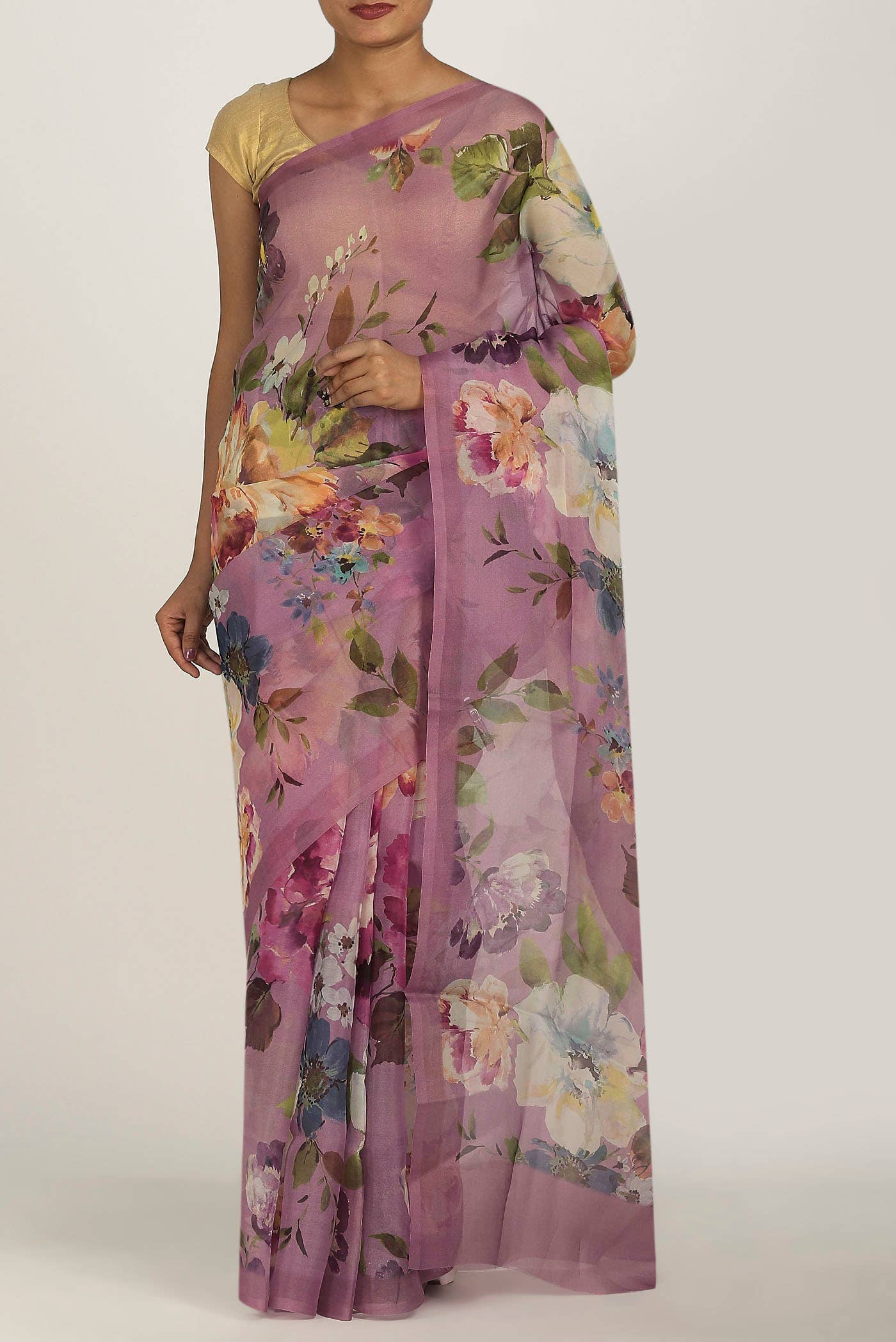 Lavender Organza Silk Saree