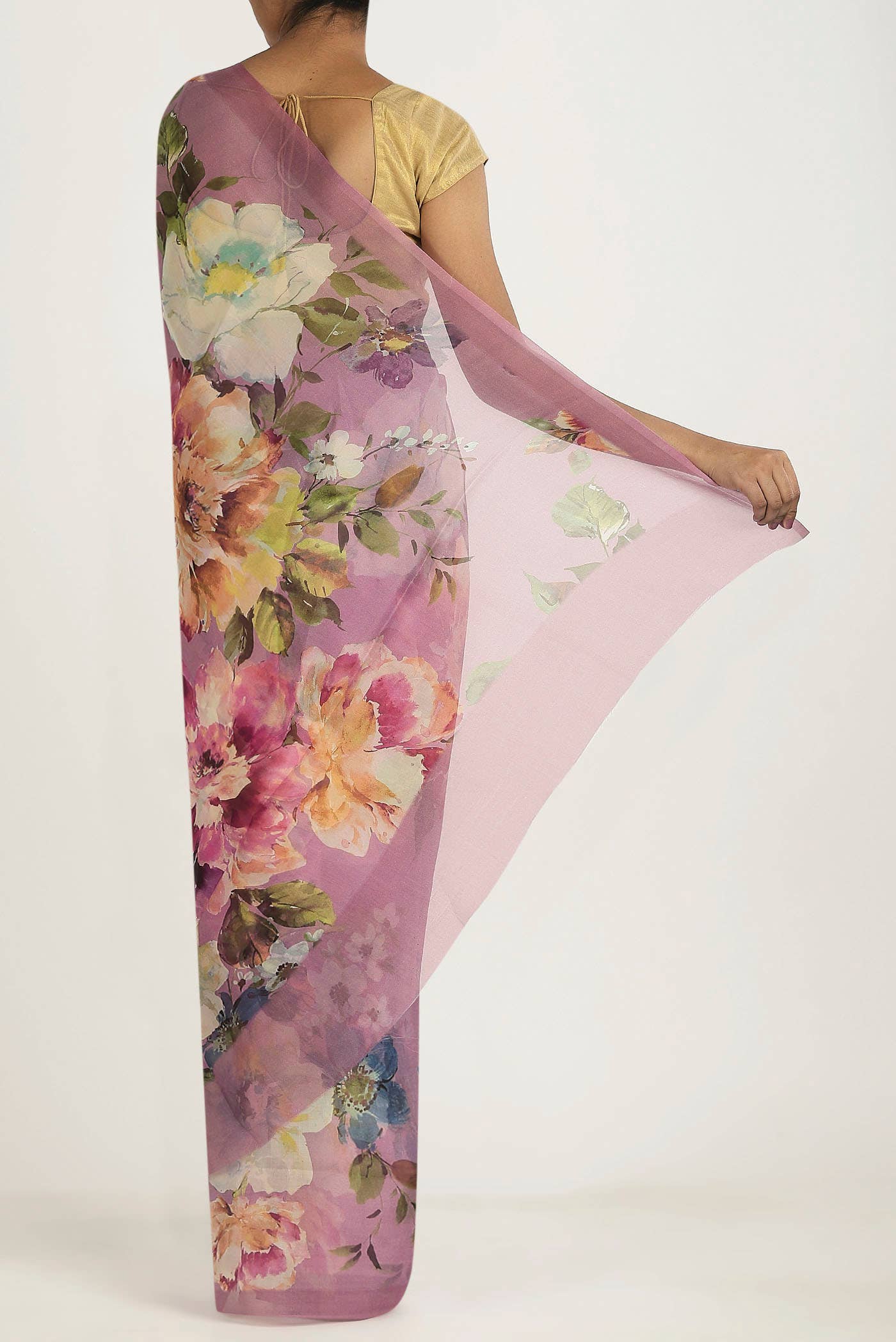 Lavender Organza Silk Saree