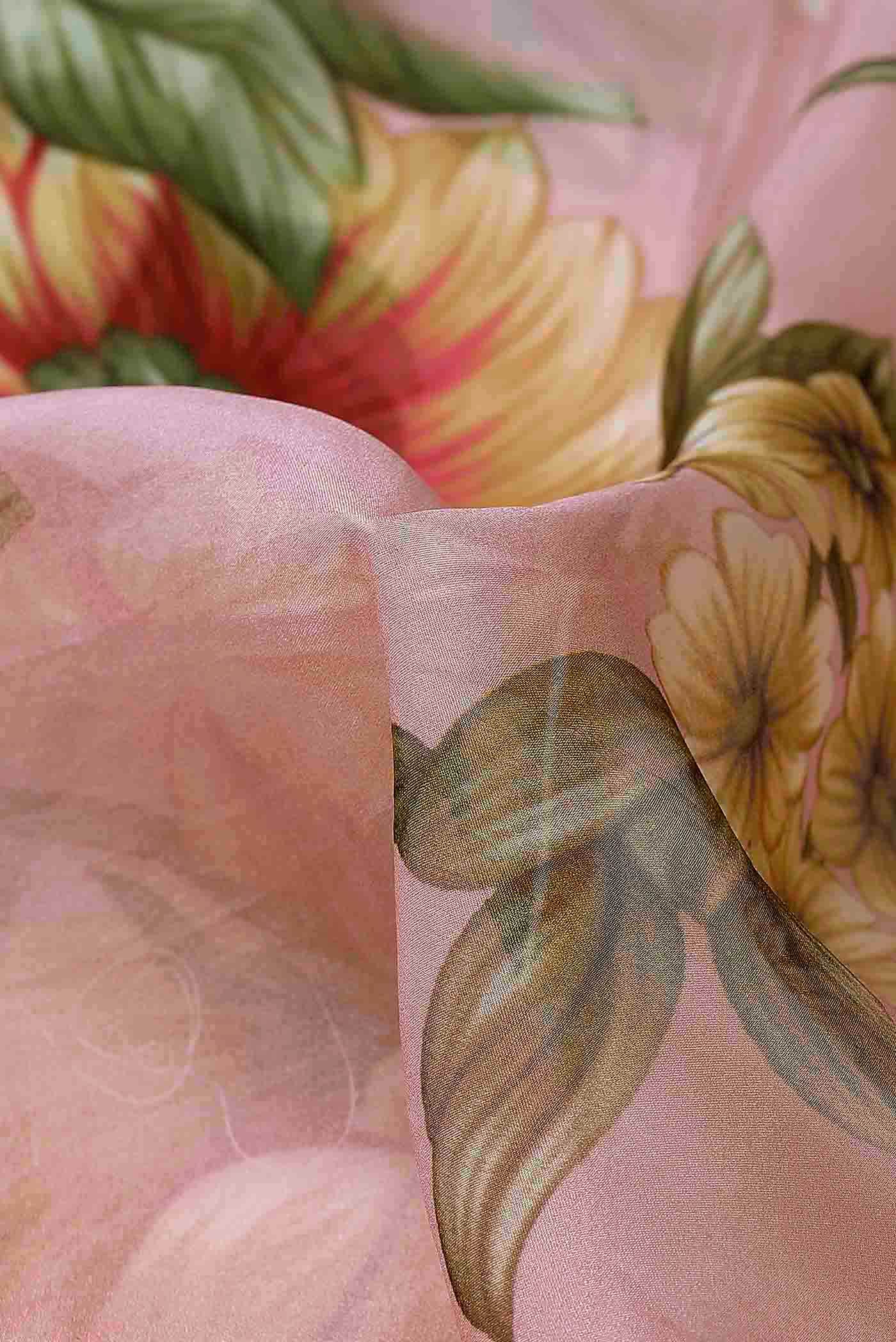 Coral Organza Silk Saree