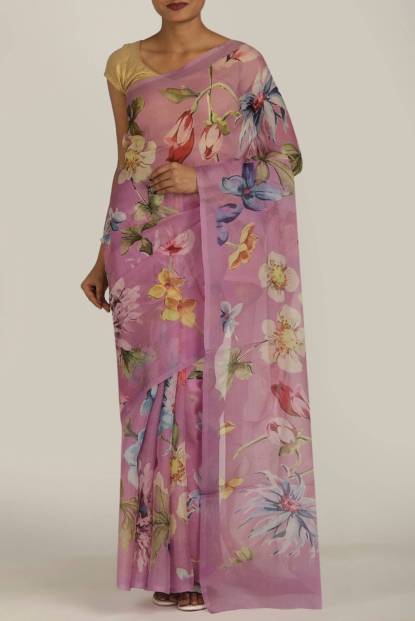Lavender Organza Silk Saree