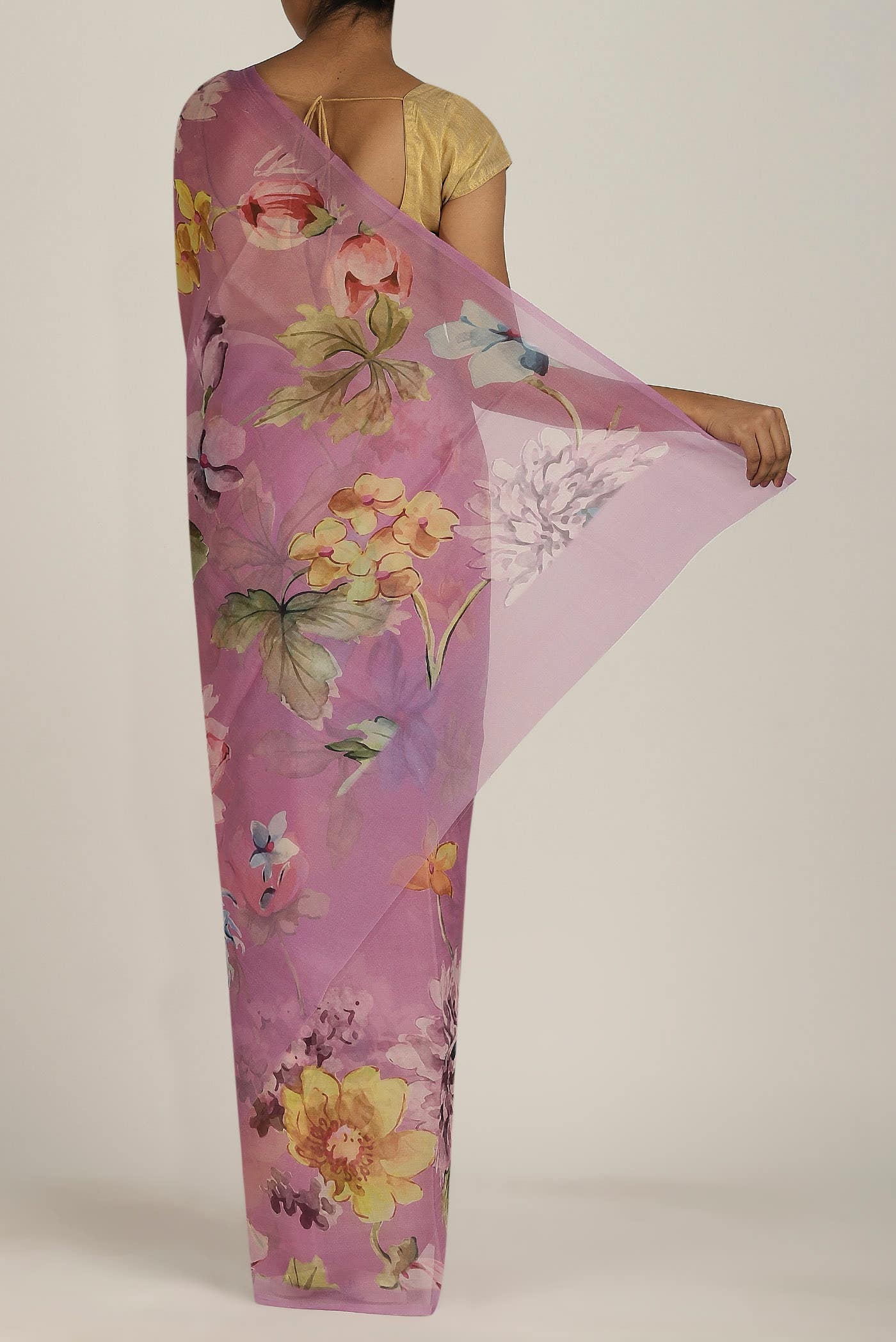 Lavender Organza Silk Saree