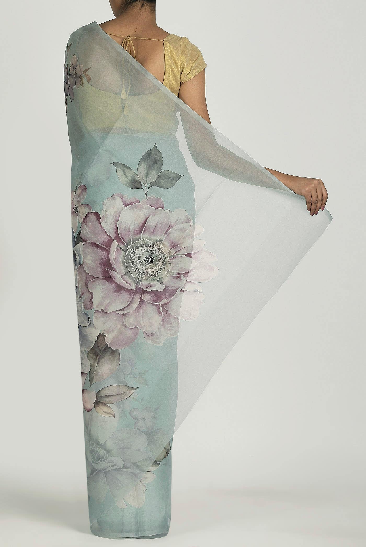 Light Blue Organza Silk Saree