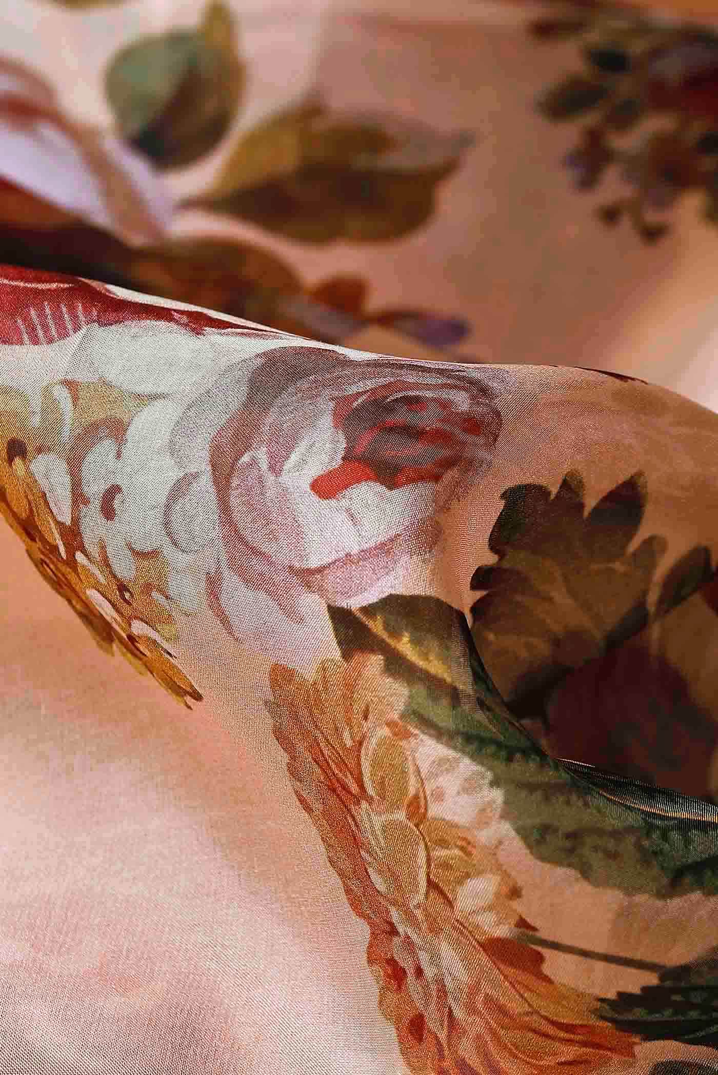 Peach Organza Silk Saree