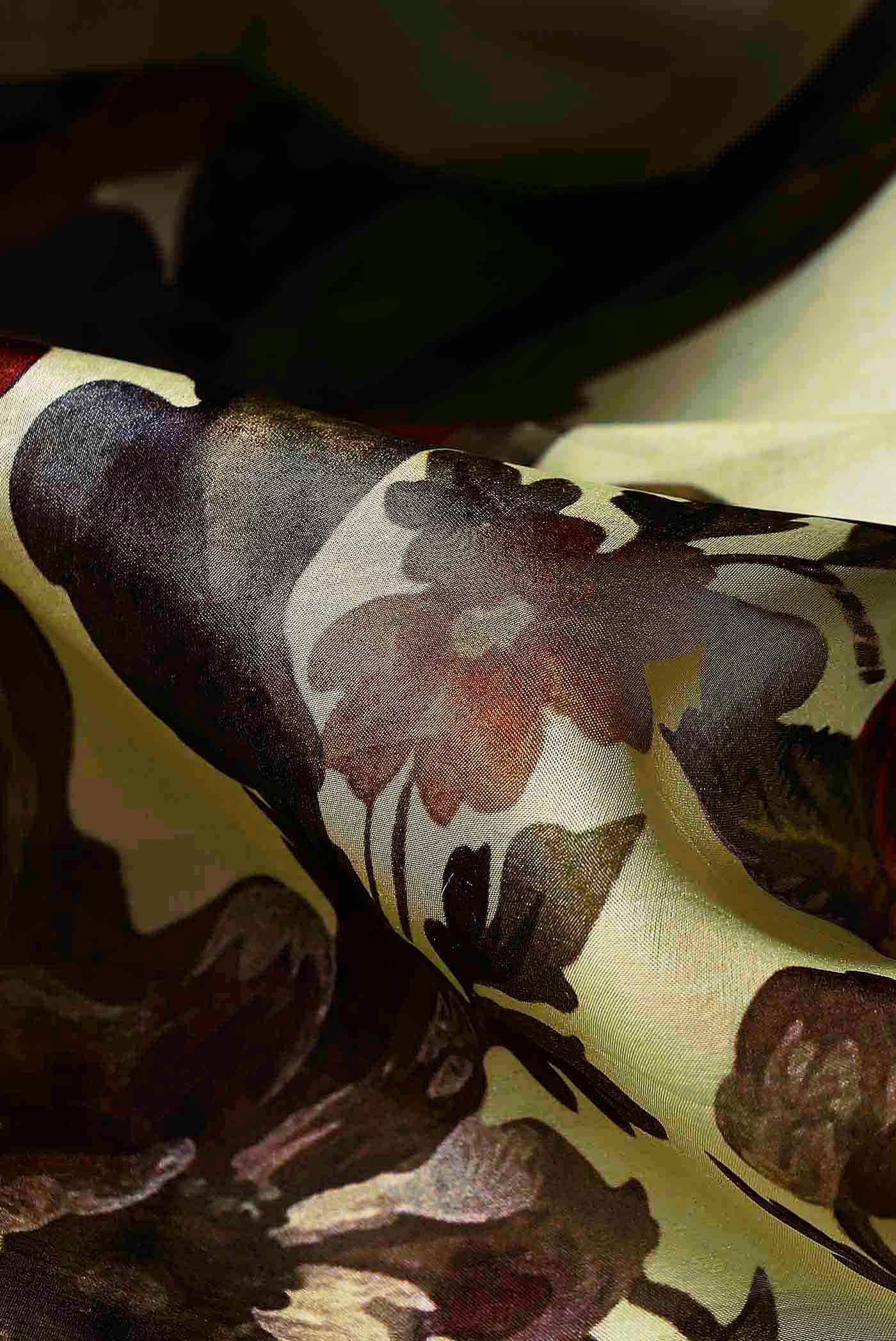 Lemon Yellow Organza Silk Saree
