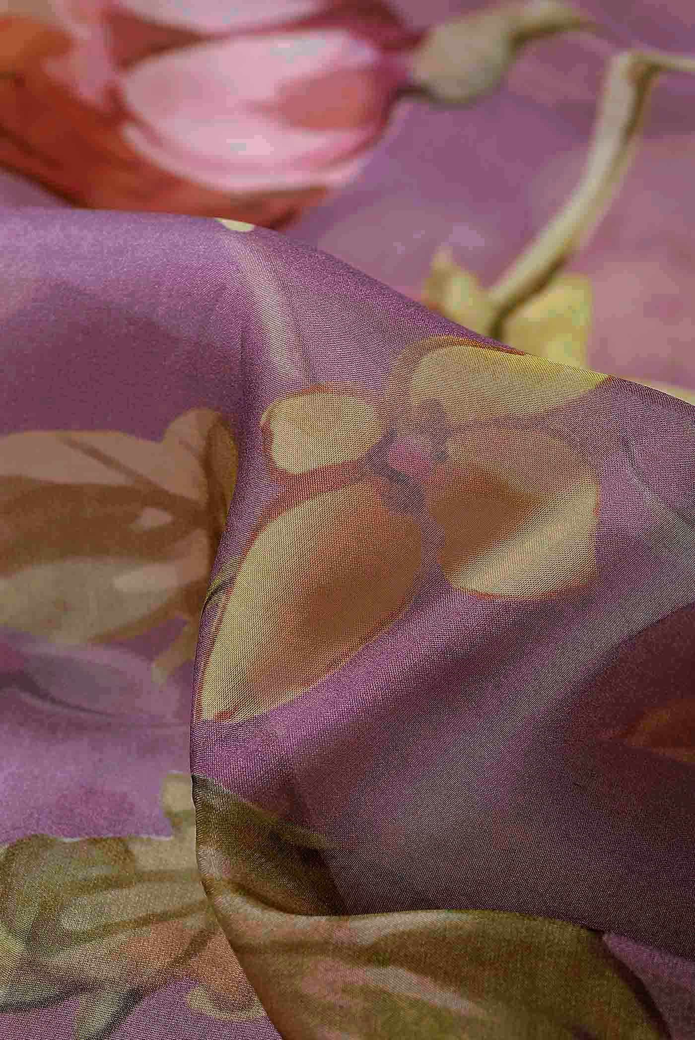 Lavender Organza Silk Saree