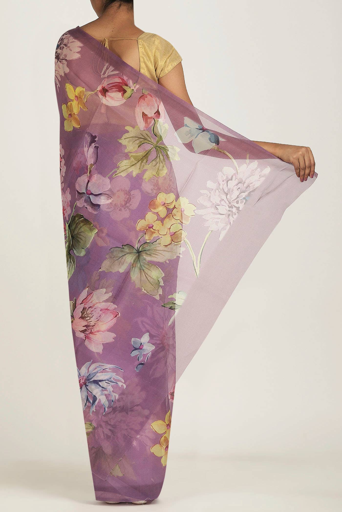 Lavender Organza Silk Saree