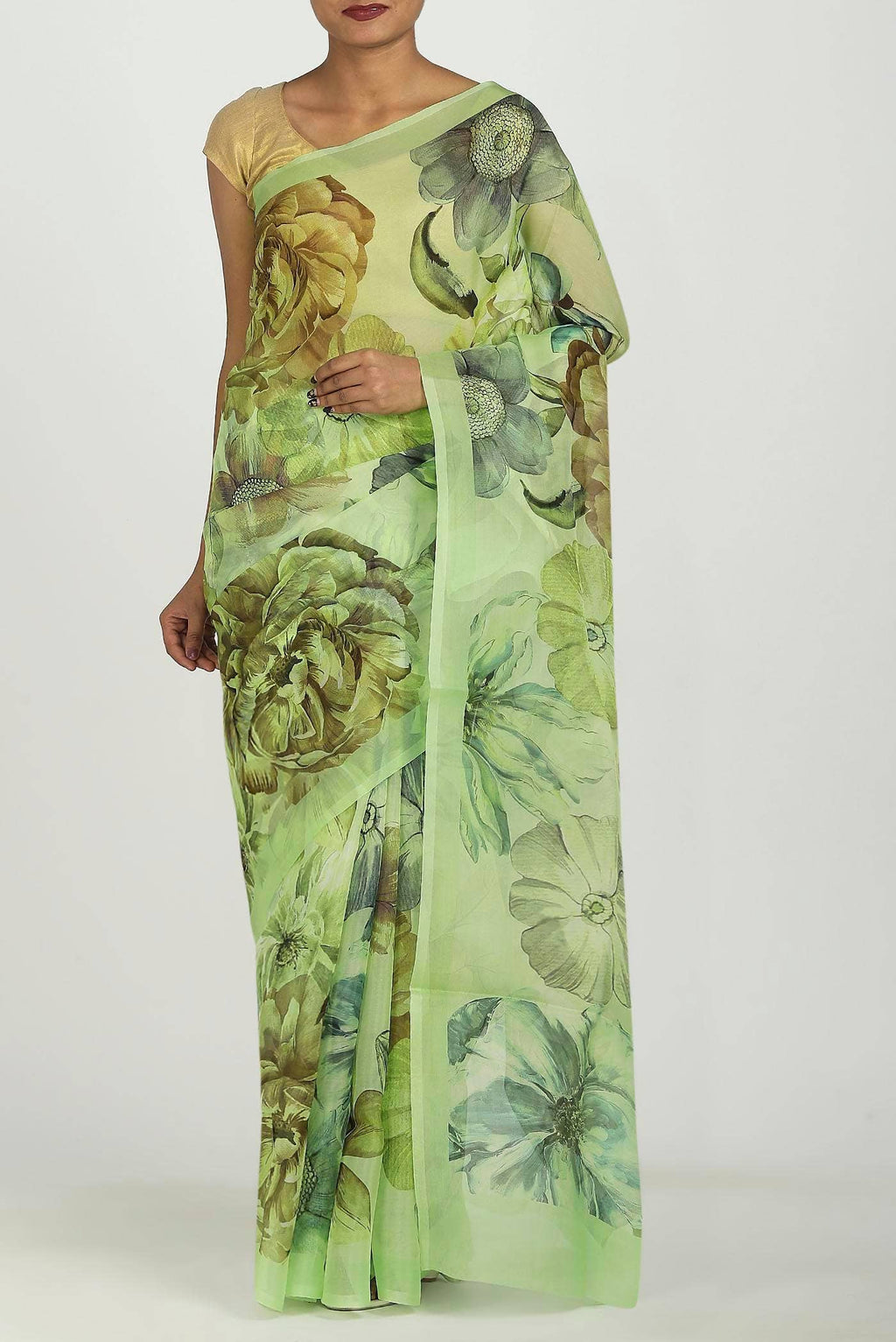 Green Organza Silk Saree