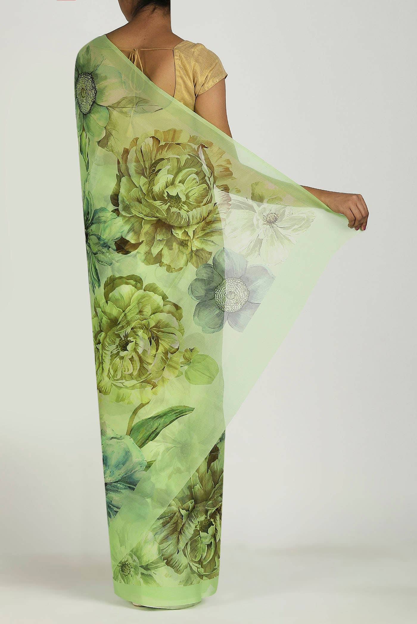 Green Organza Silk Saree