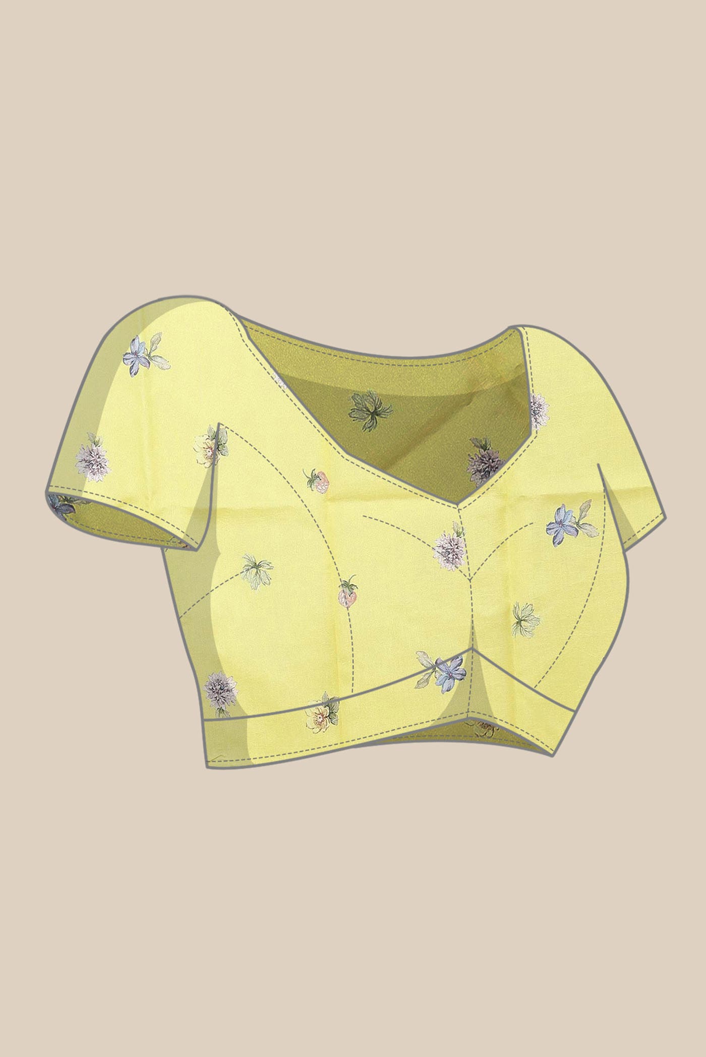 Yellow Organza Silk Saree