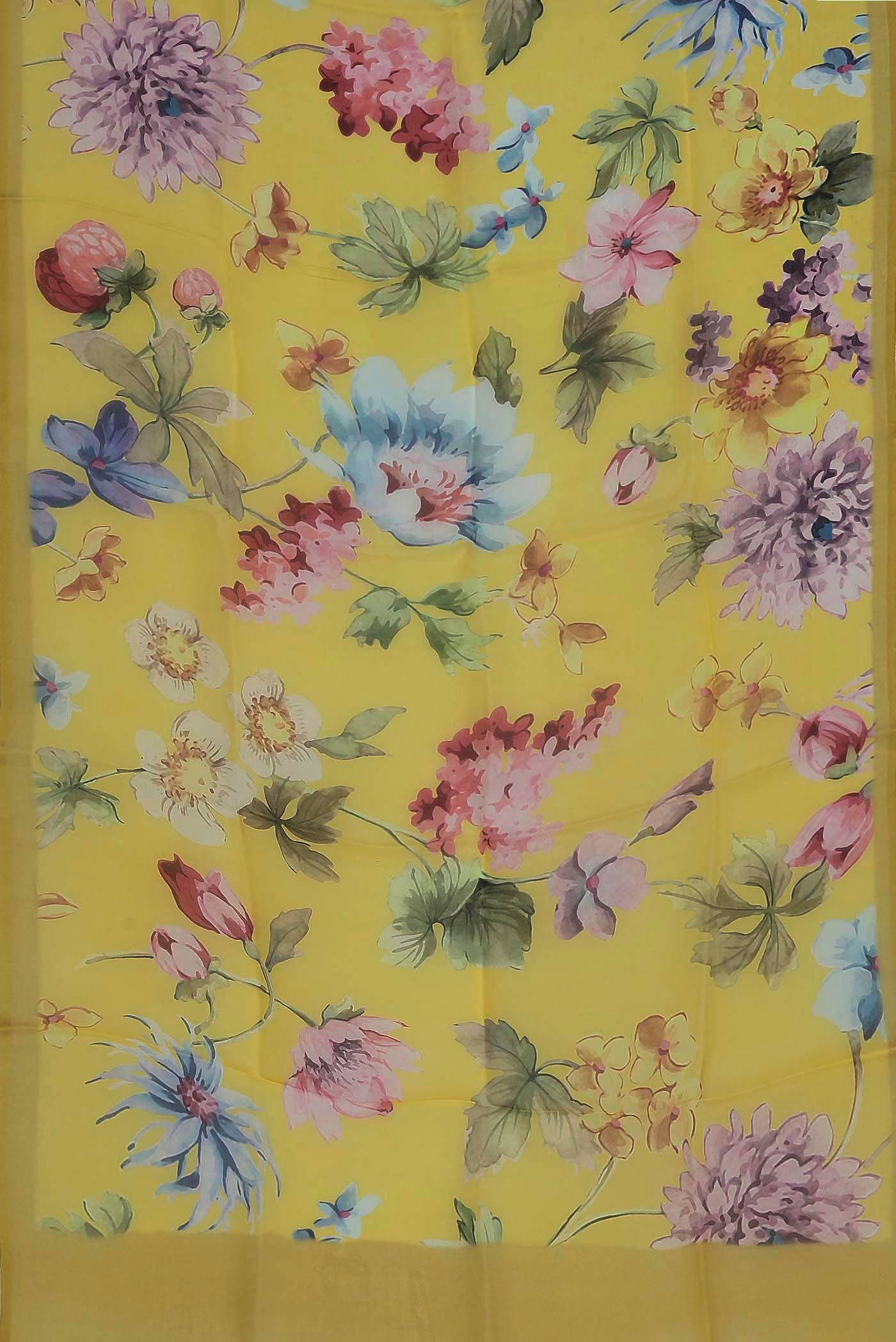 Yellow Organza Silk Saree
