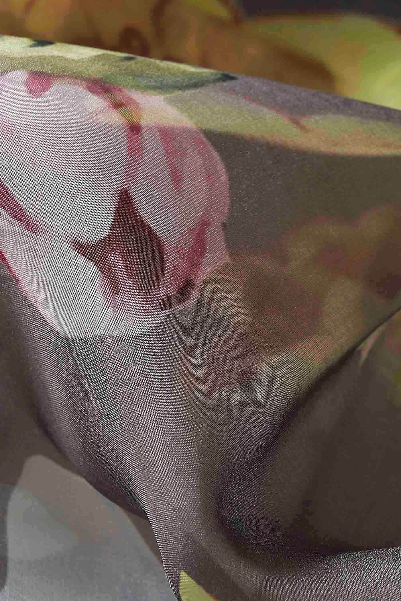 Grey Organza Silk Saree