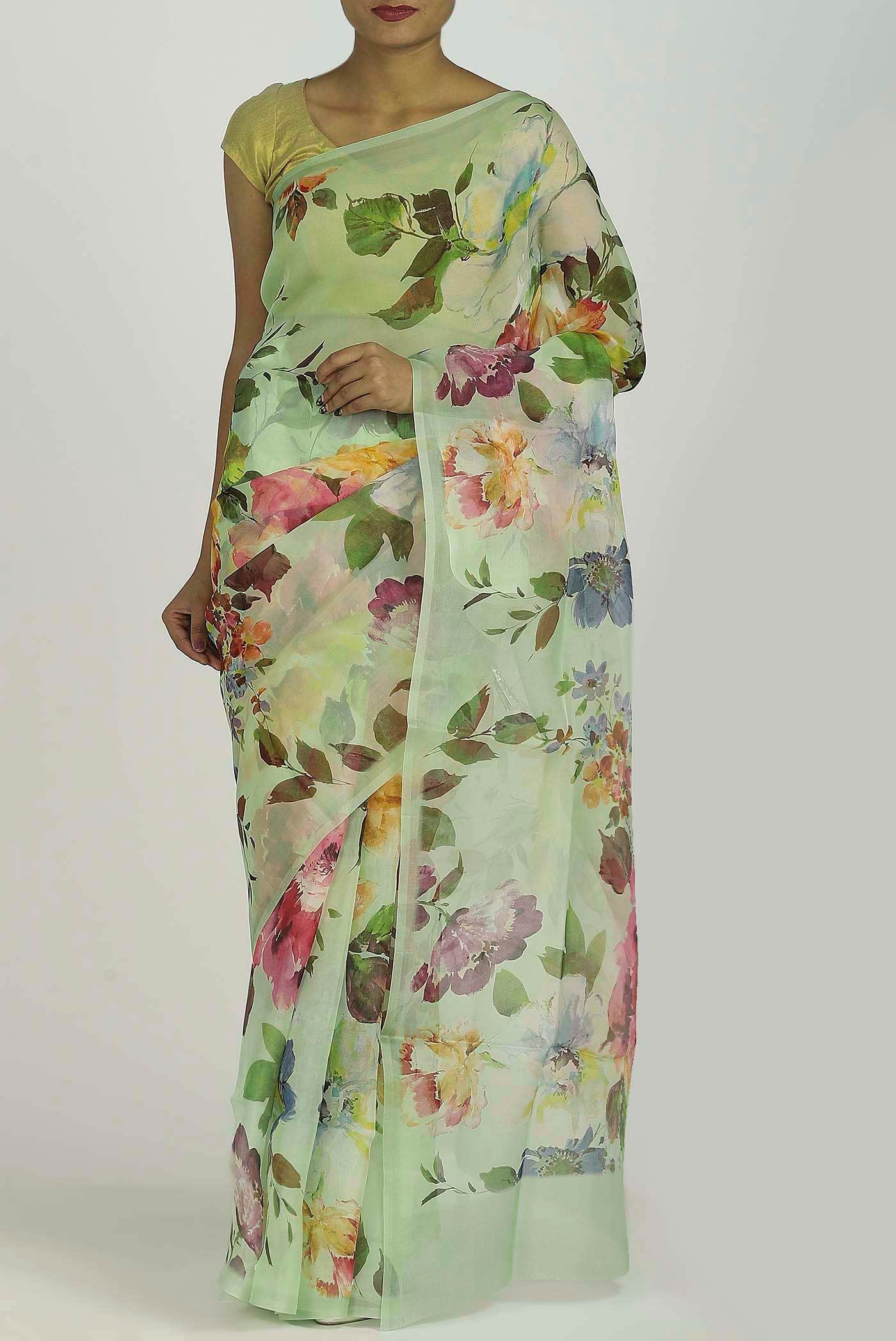 Green Organza Silk Saree
