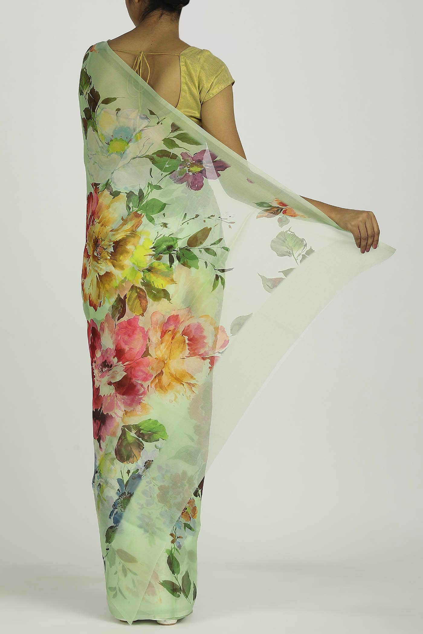 Green Organza Silk Saree