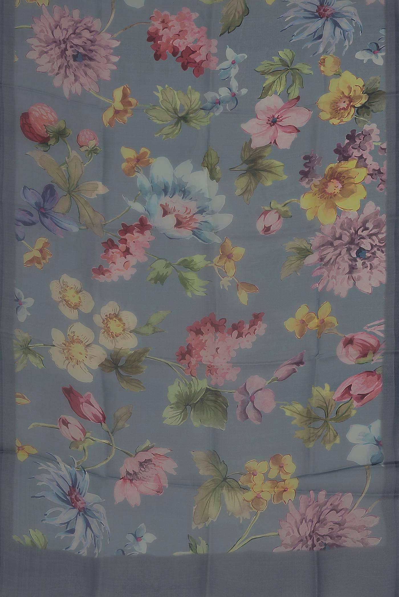 Blue Grey Organza Silk Saree