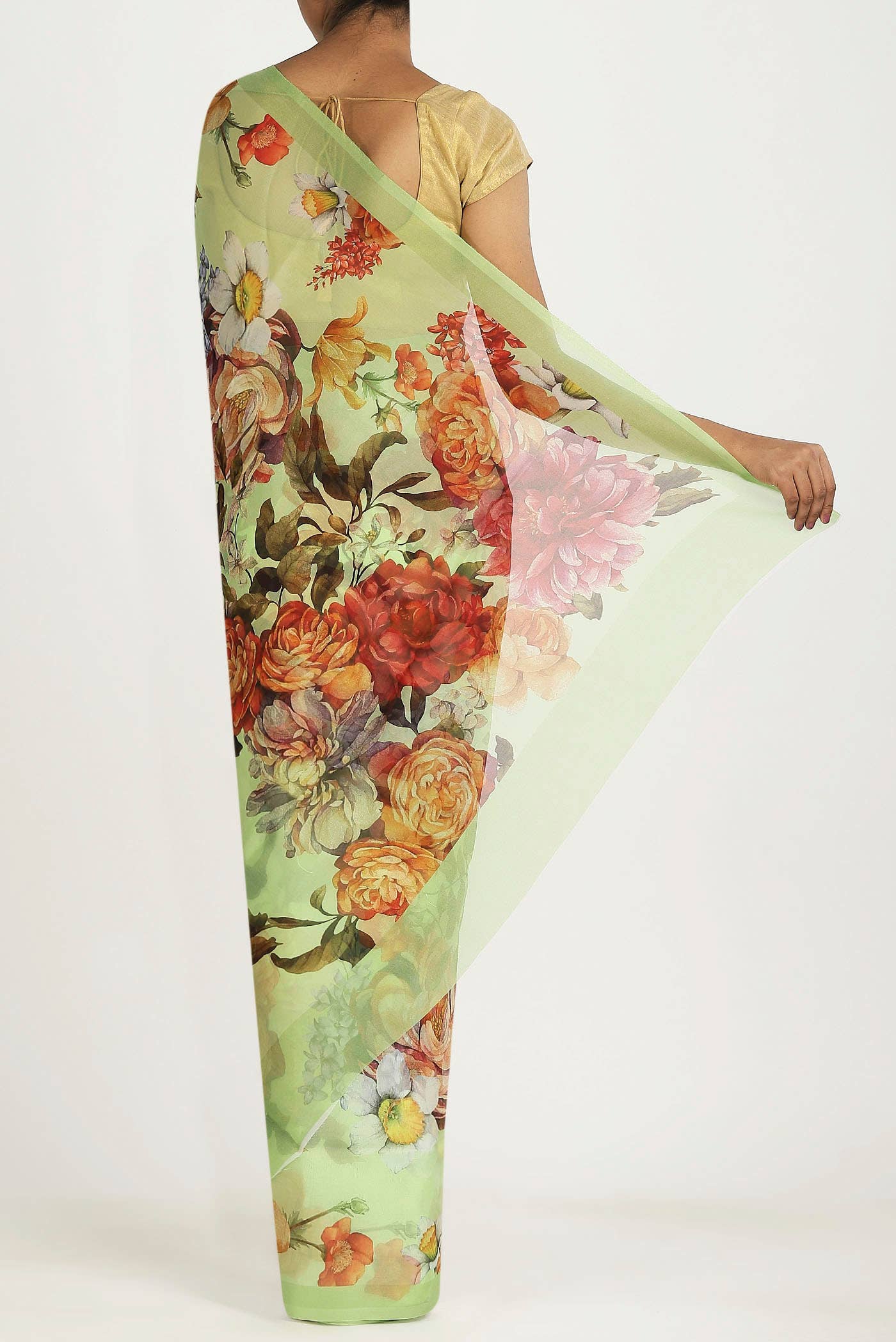 Green Organza Silk Saree
