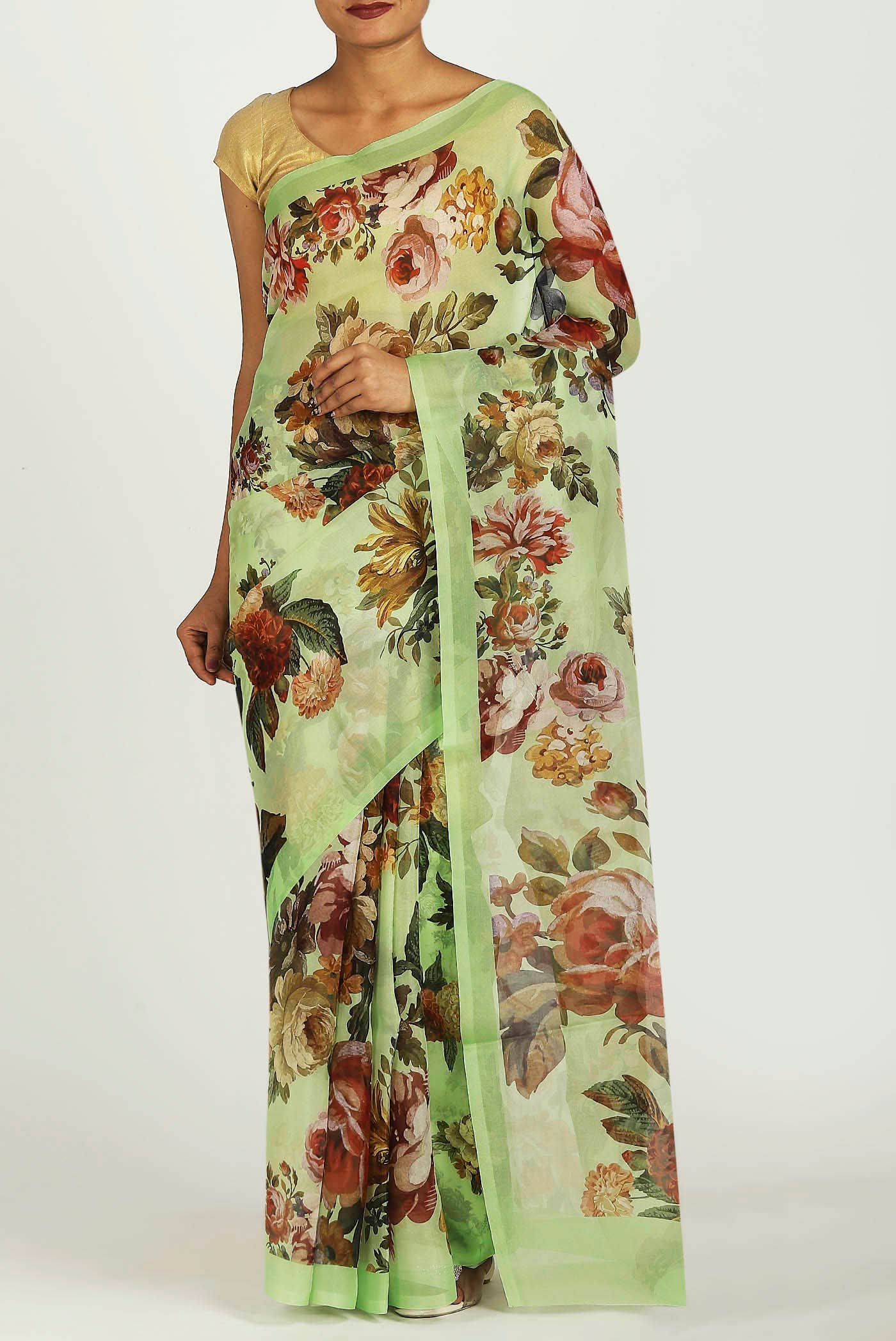 Green Organza Silk Saree