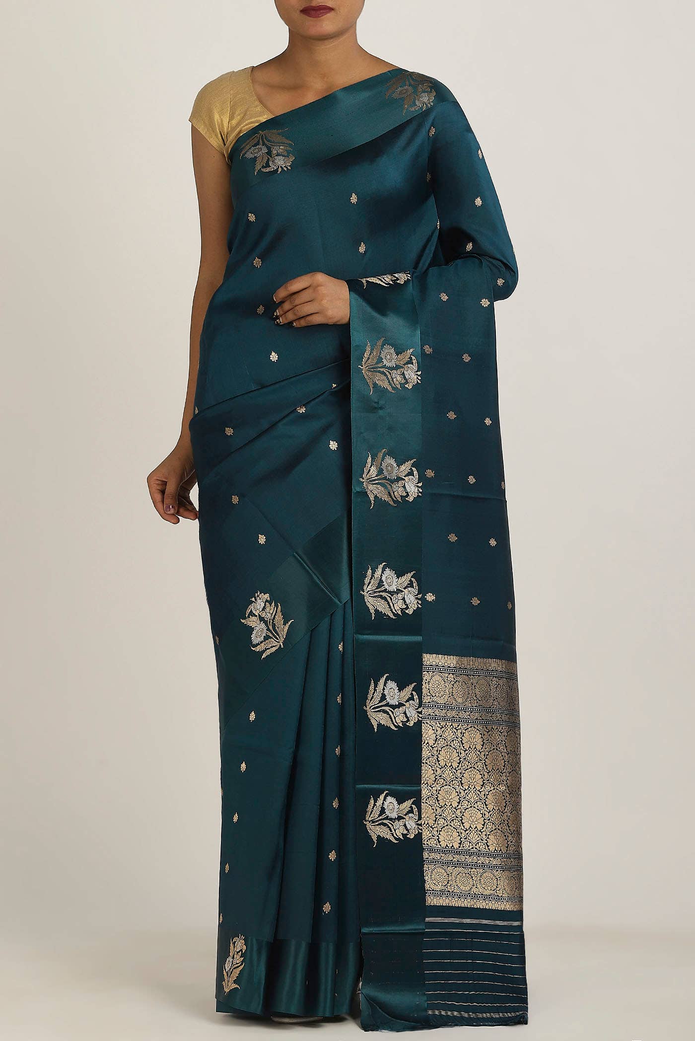 Blue Banarasi Katan Silk Saree