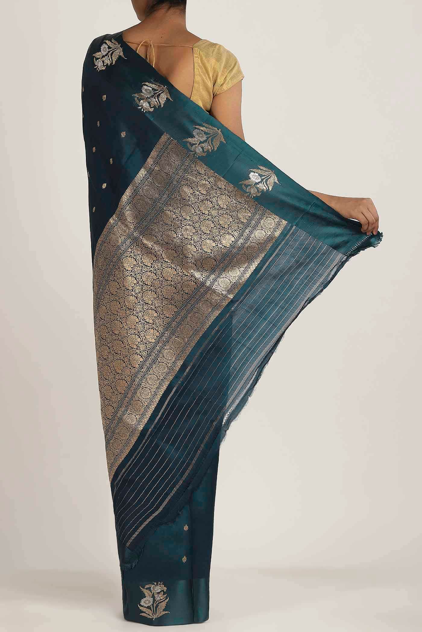 Blue Banarasi Katan Silk Saree
