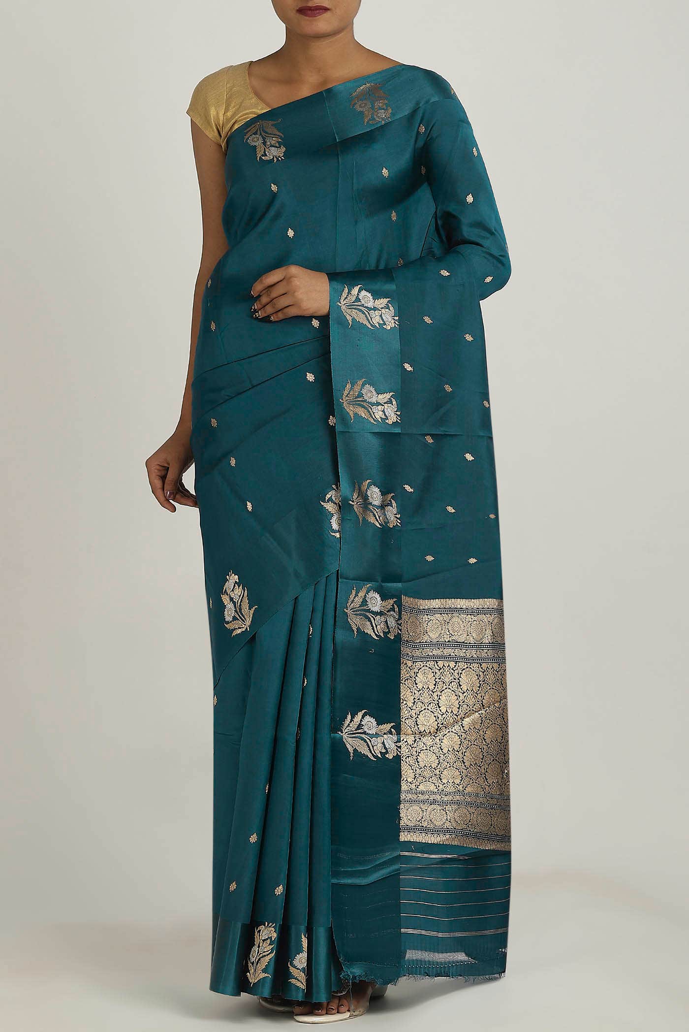 Blue Banarasi Katan Silk Saree