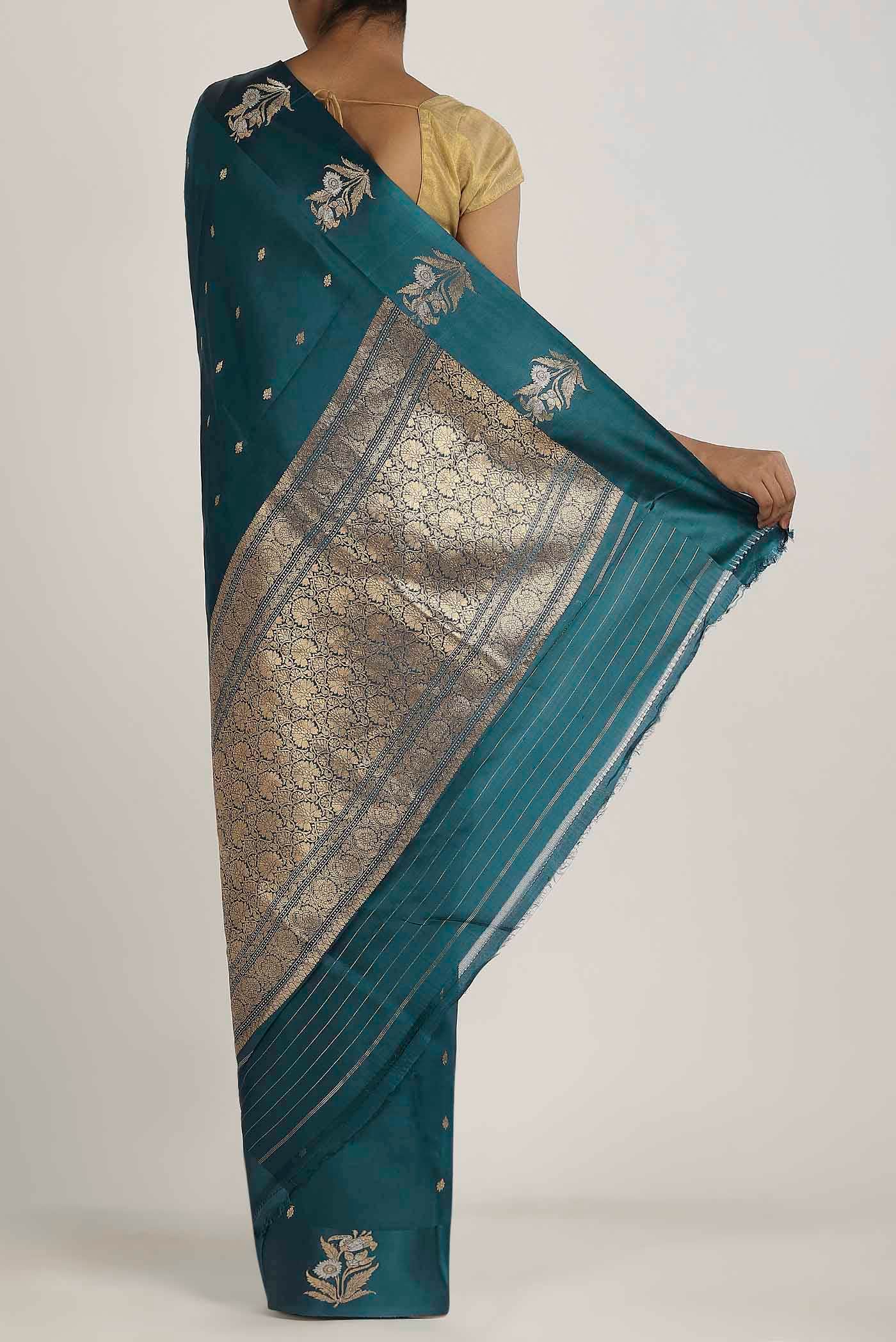 Blue Banarasi Katan Silk Saree